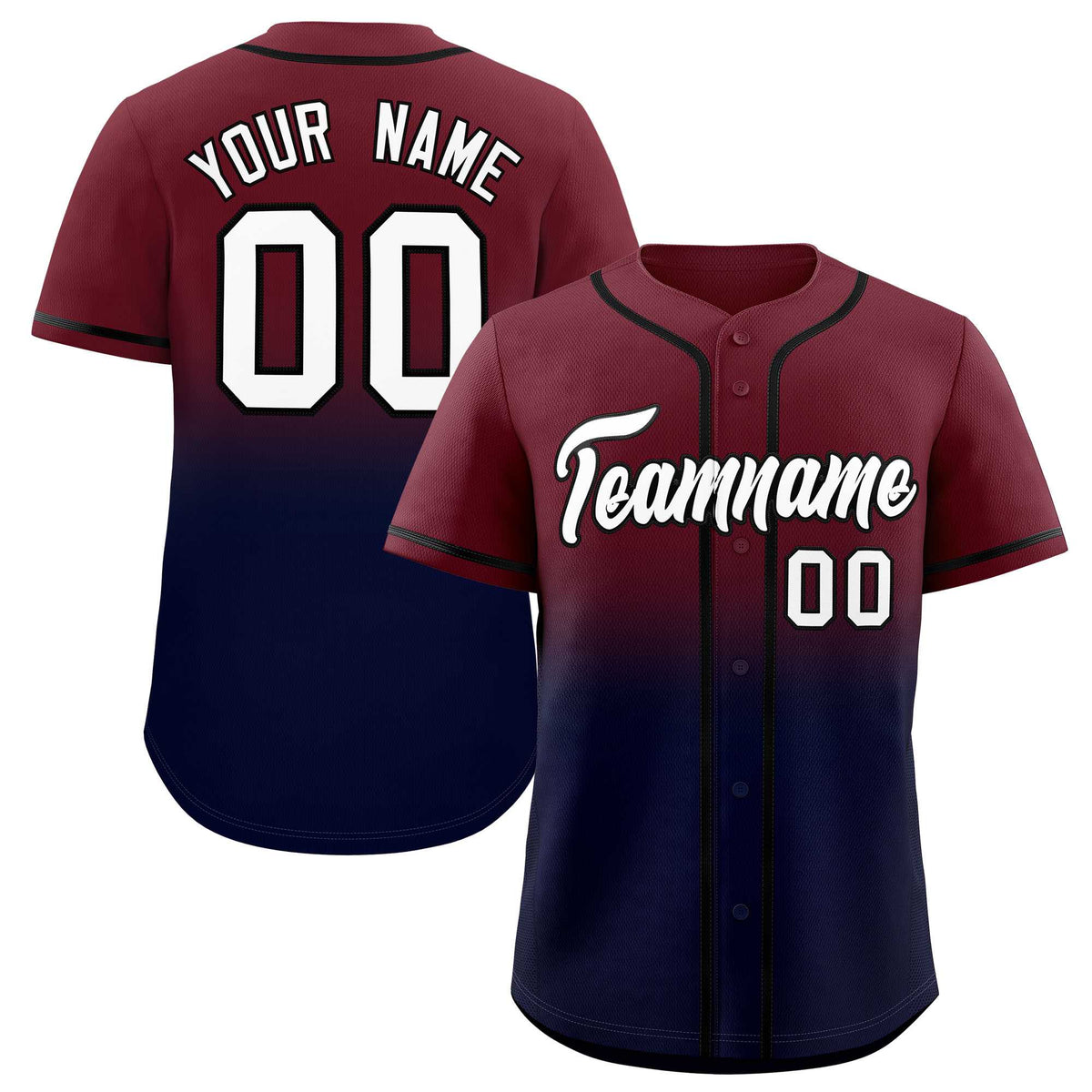 Custom Maroon Navy Gradient Fashion Authentic Baseball Jersey