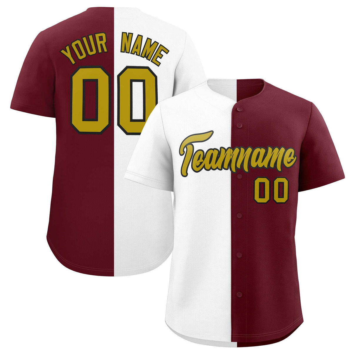 Custom White Maroon Two Tone Striped Fashion Authentic Baseball Jersey