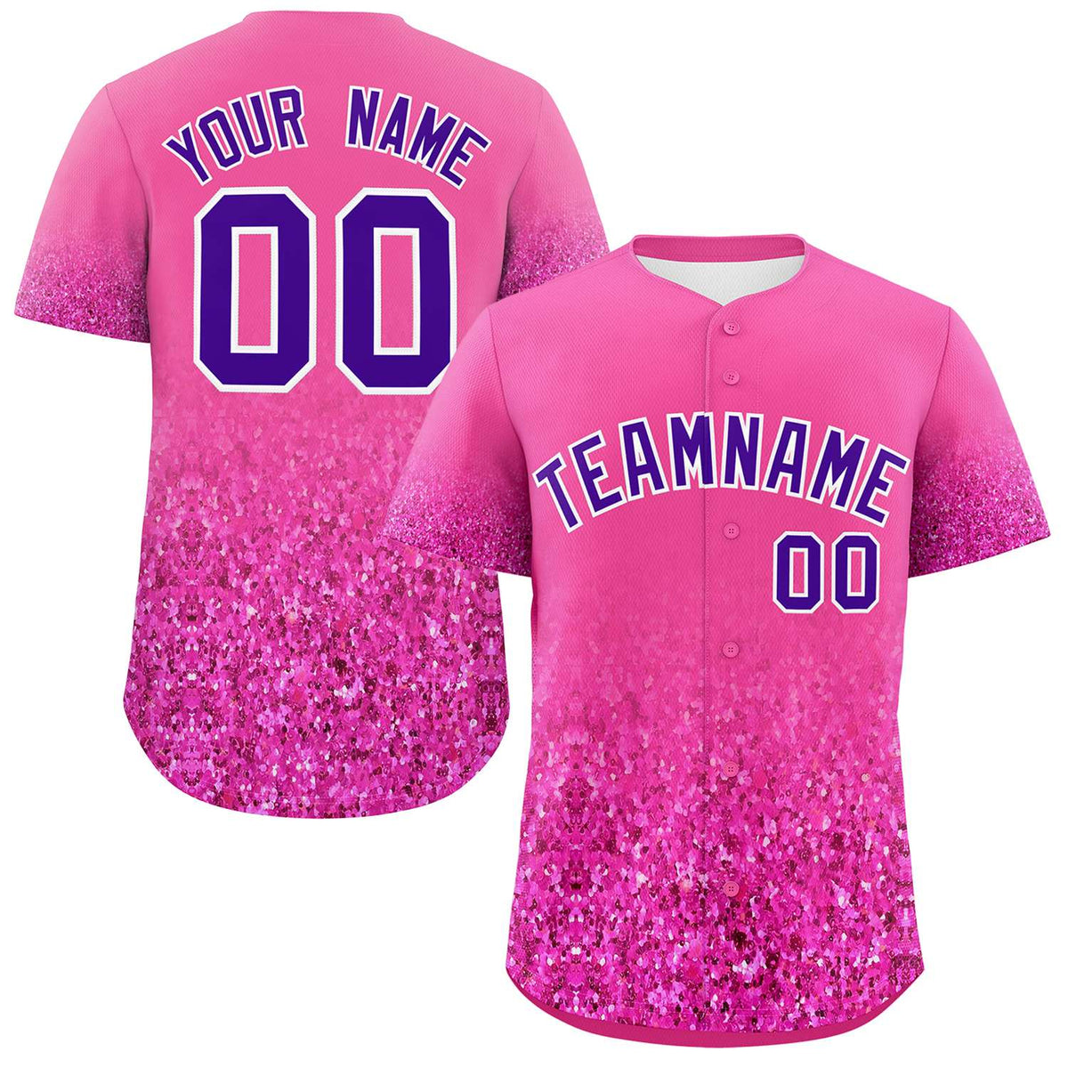 Custom Pink Purple Sparkle-Effect Pattern Gradient Fashion Authentic Baseball Jersey