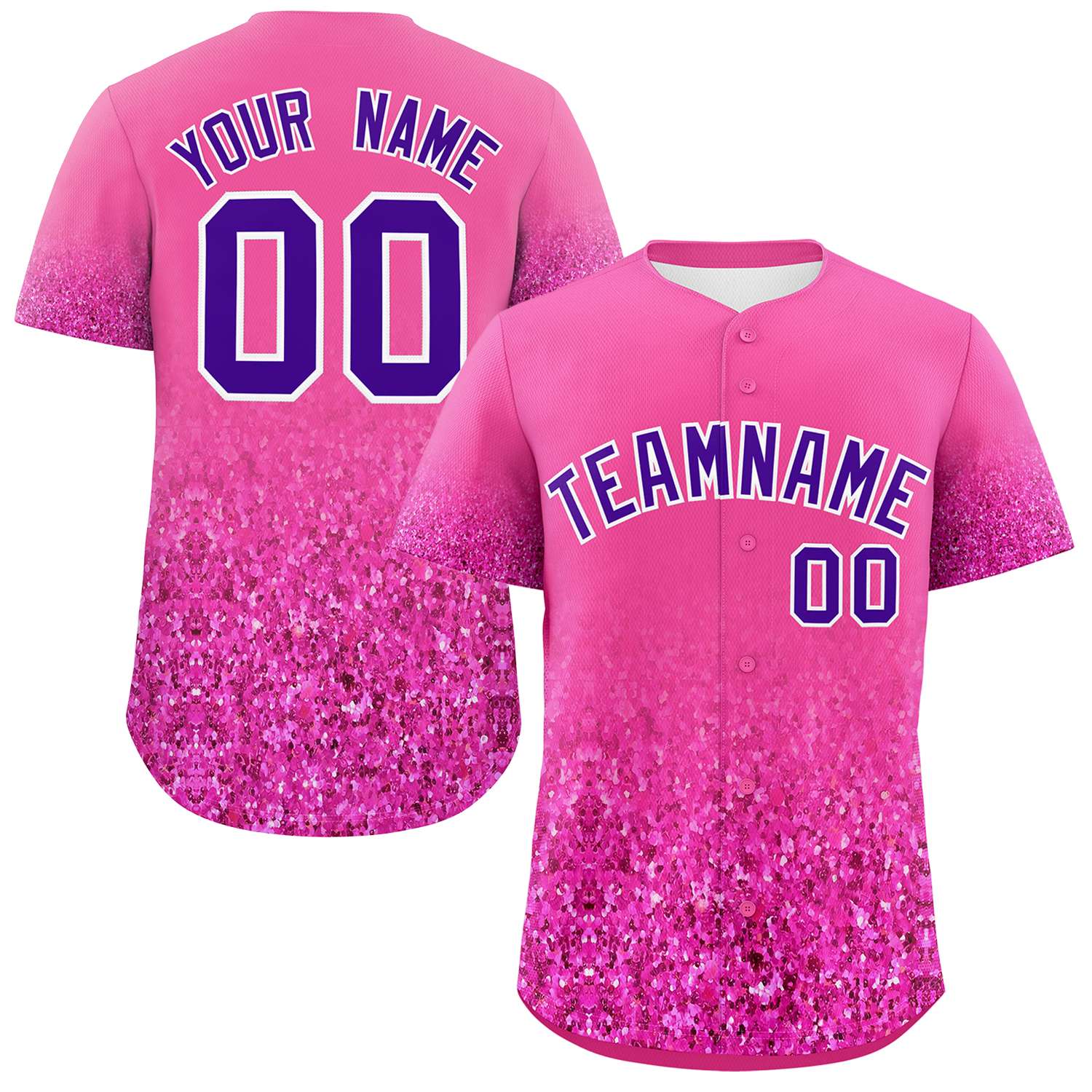 Custom Pink Purple Sparkle-Effect Pattern Gradient Fashion Authentic Baseball Jersey