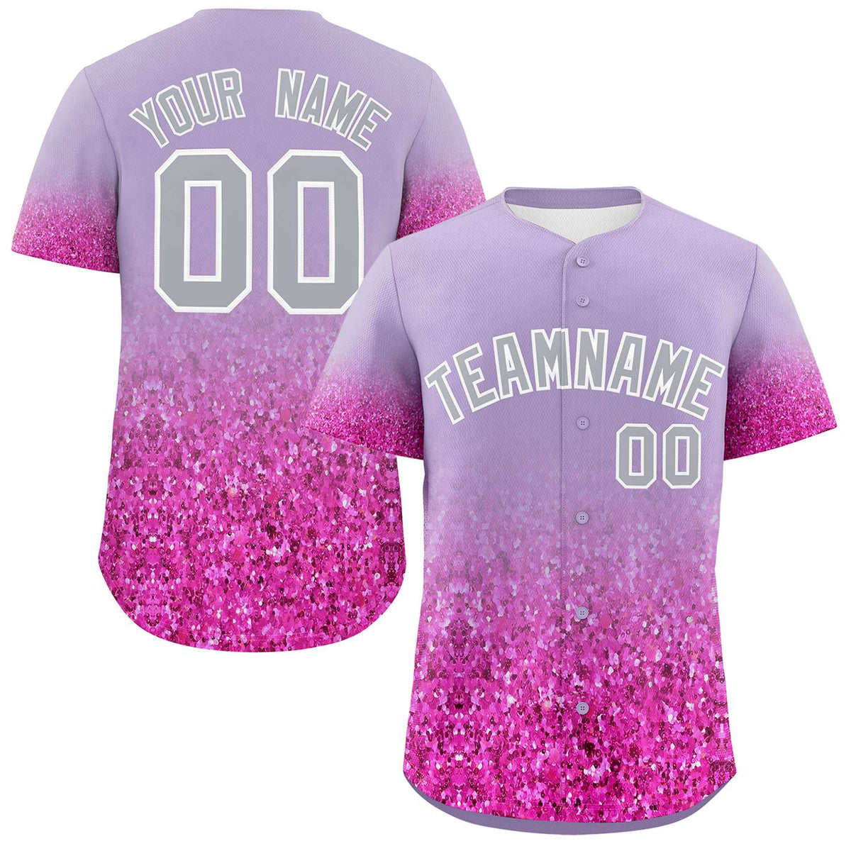 Custom Light Purple Gray Sparkle-Effect Pattern Gradient Fashion Authentic Baseball Jersey