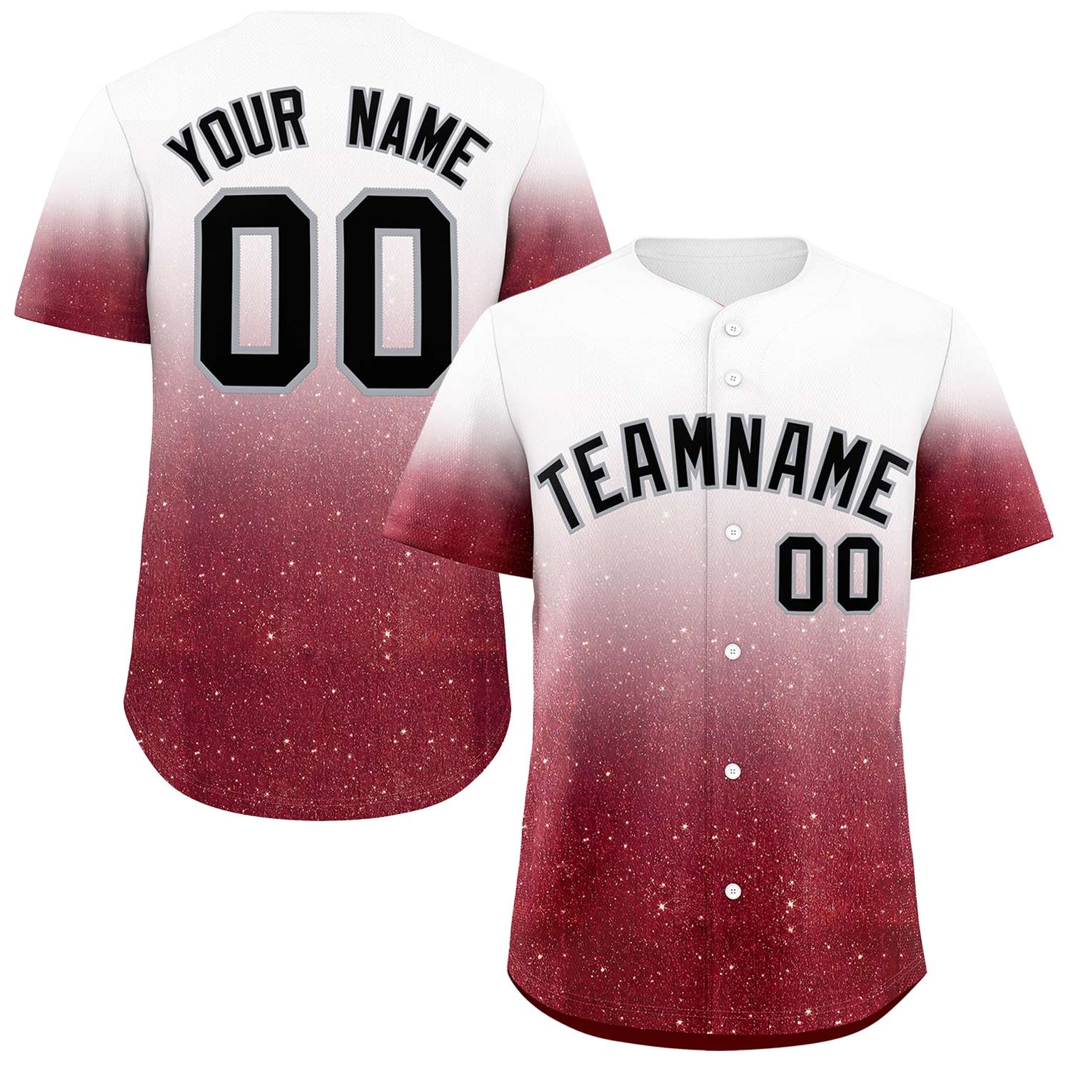 Custom White Black Sparkle-Effect Pattern Gradient Fashion Authentic Baseball Jersey
