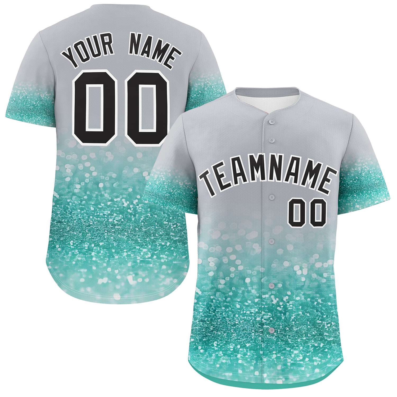 Custom Gray Black Sparkle-Effect Pattern Gradient Fashion Authentic Baseball Jersey