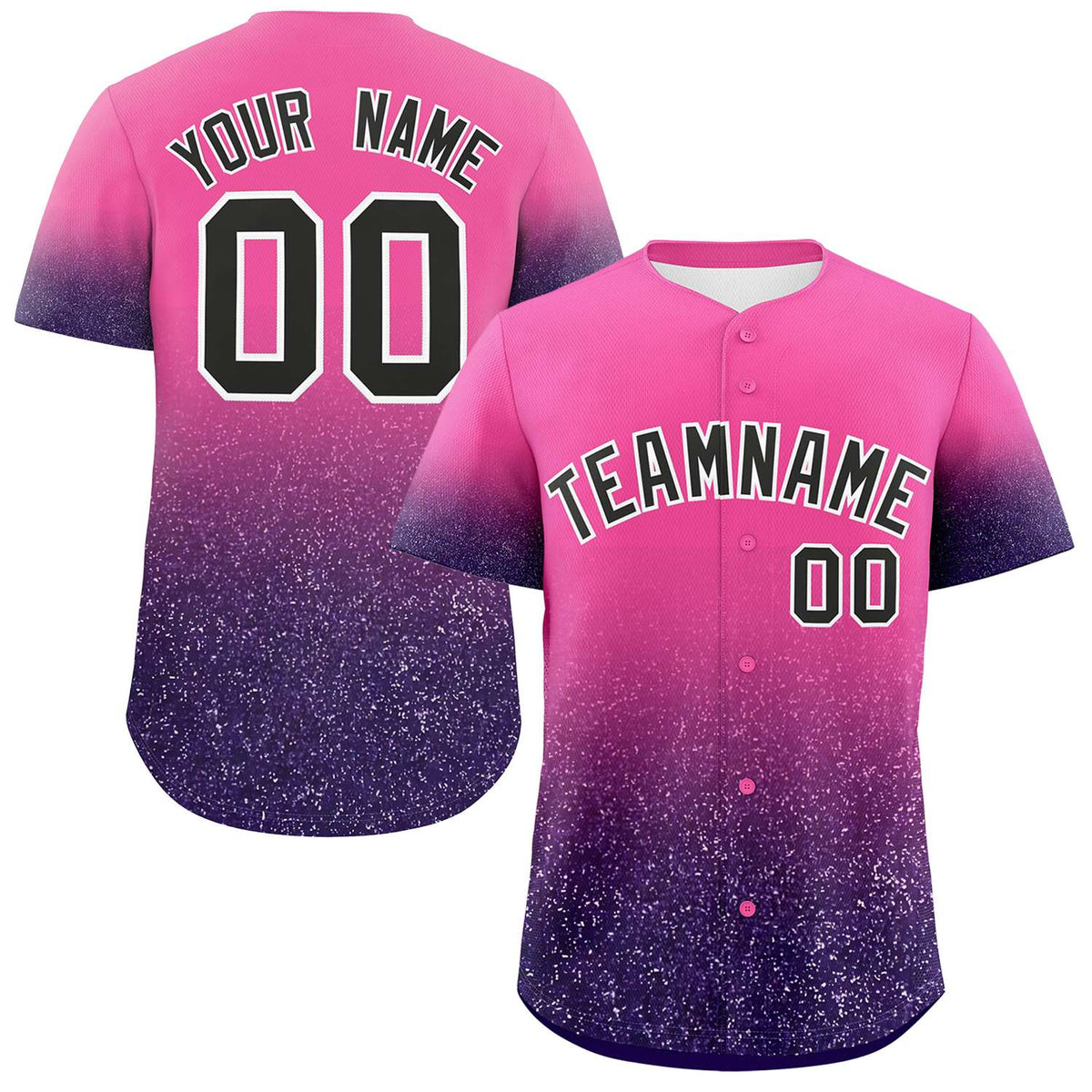 Custom Pink Black Sparkle-Effect Pattern Gradient Fashion Authentic Baseball Jersey