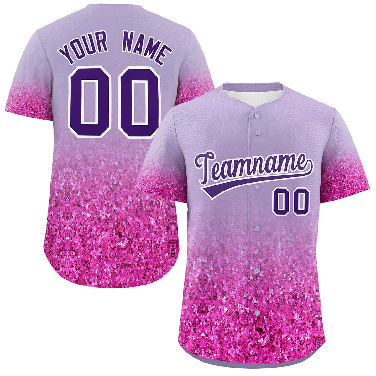 Custom Light Purple Purple Sparkle-Effect Pattern Gradient Fashion Authentic Baseball Jersey