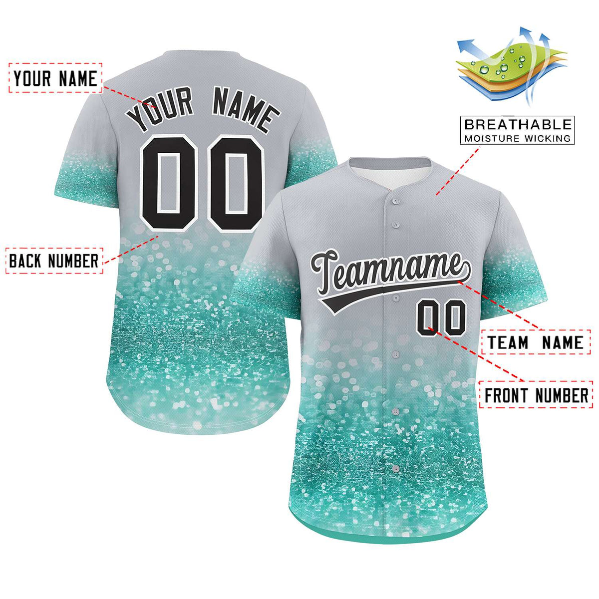 Custom Gray Black Sparkle-Effect Pattern Gradient Fashion Authentic Baseball Jersey