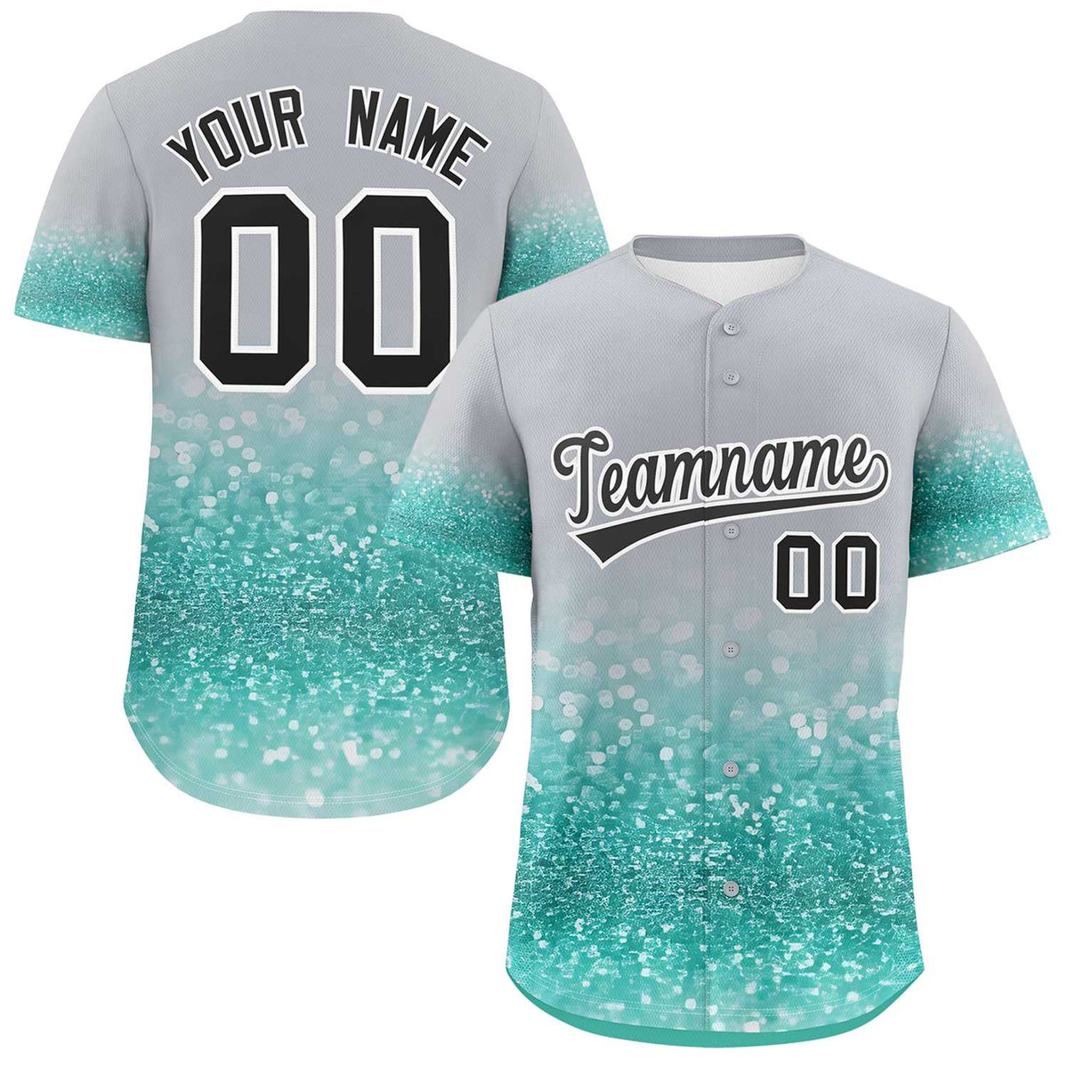 Custom Gray Black Sparkle-Effect Pattern Gradient Fashion Authentic Baseball Jersey