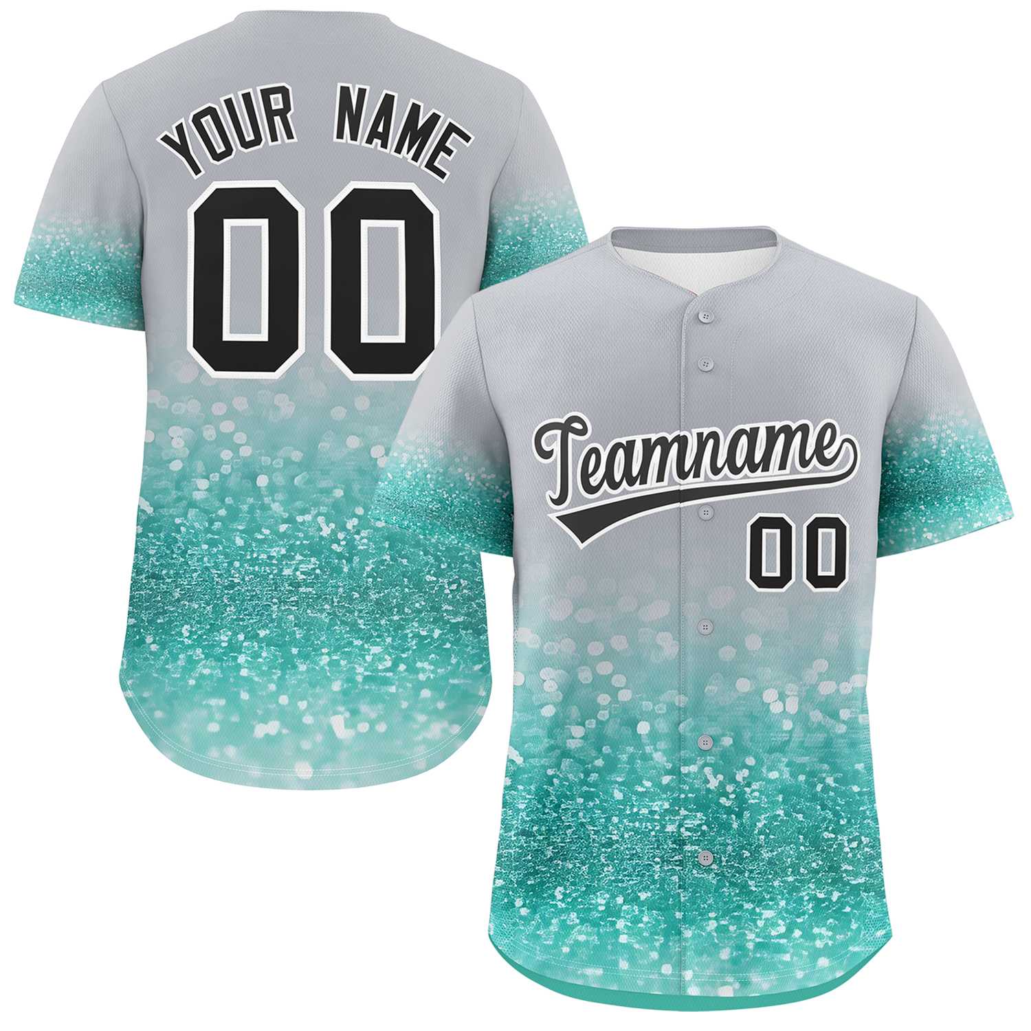 Custom Gray Black Sparkle-Effect Pattern Gradient Fashion Authentic Baseball Jersey