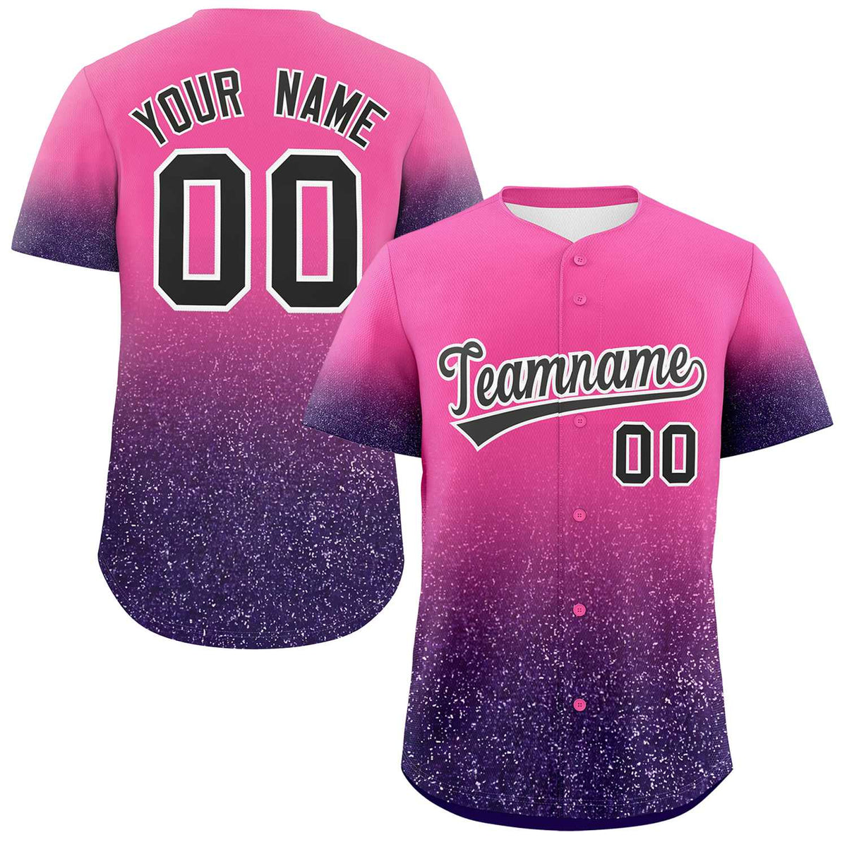 Custom Pink Black Sparkle-Effect Pattern Gradient Fashion Authentic Baseball Jersey
