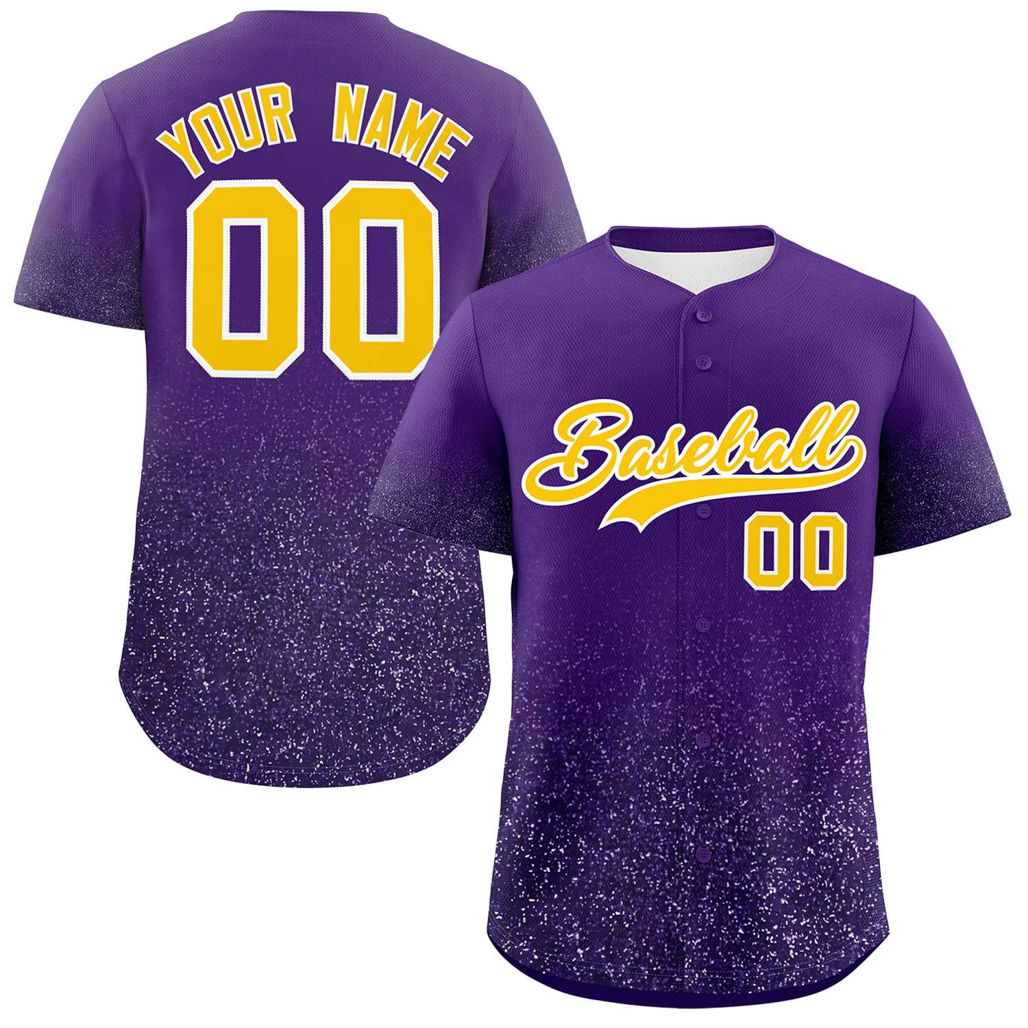 Custom Purple Gold Sparkle-Effect Pattern Gradient Fashion Authentic Baseball Jersey