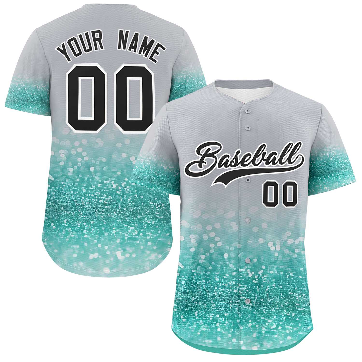 Custom Gray Black Sparkle-Effect Pattern Gradient Fashion Authentic Baseball Jersey
