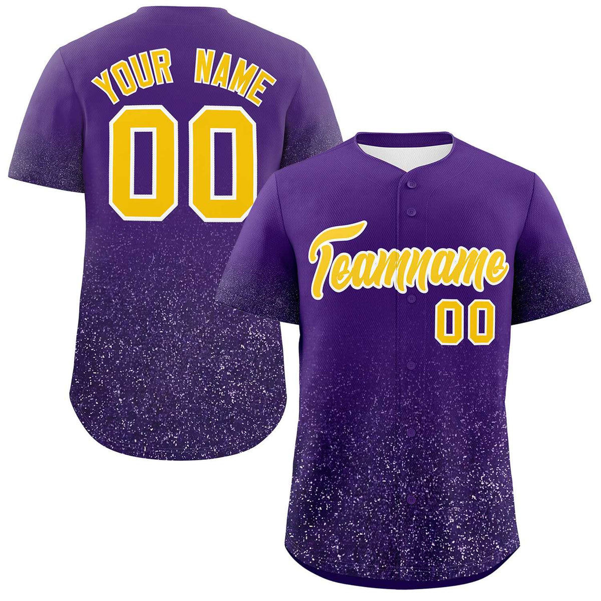 Custom Purple Gold Sparkle-Effect Pattern Gradient Fashion Authentic Baseball Jersey