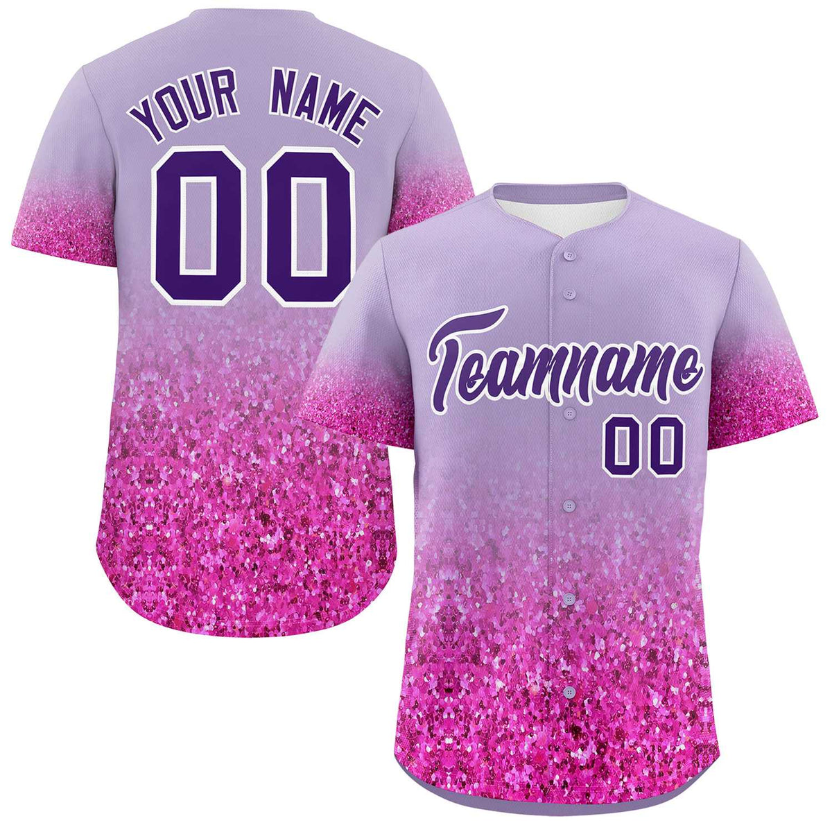 Custom Light Purple Purple Sparkle-Effect Pattern Gradient Fashion Authentic Baseball Jersey