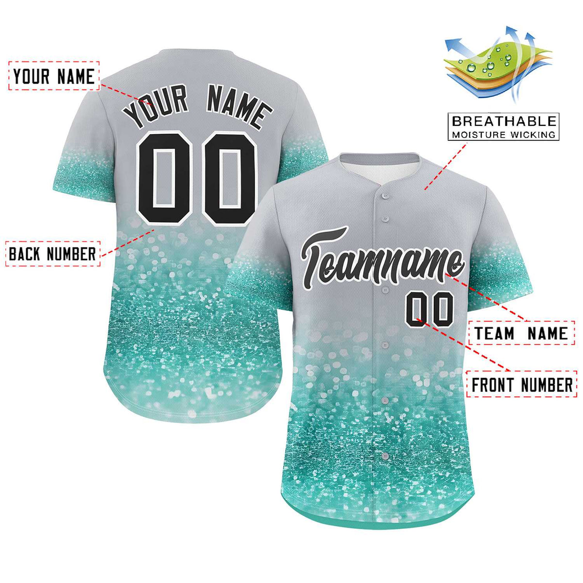 Custom Gray Black Sparkle-Effect Pattern Gradient Fashion Authentic Baseball Jersey