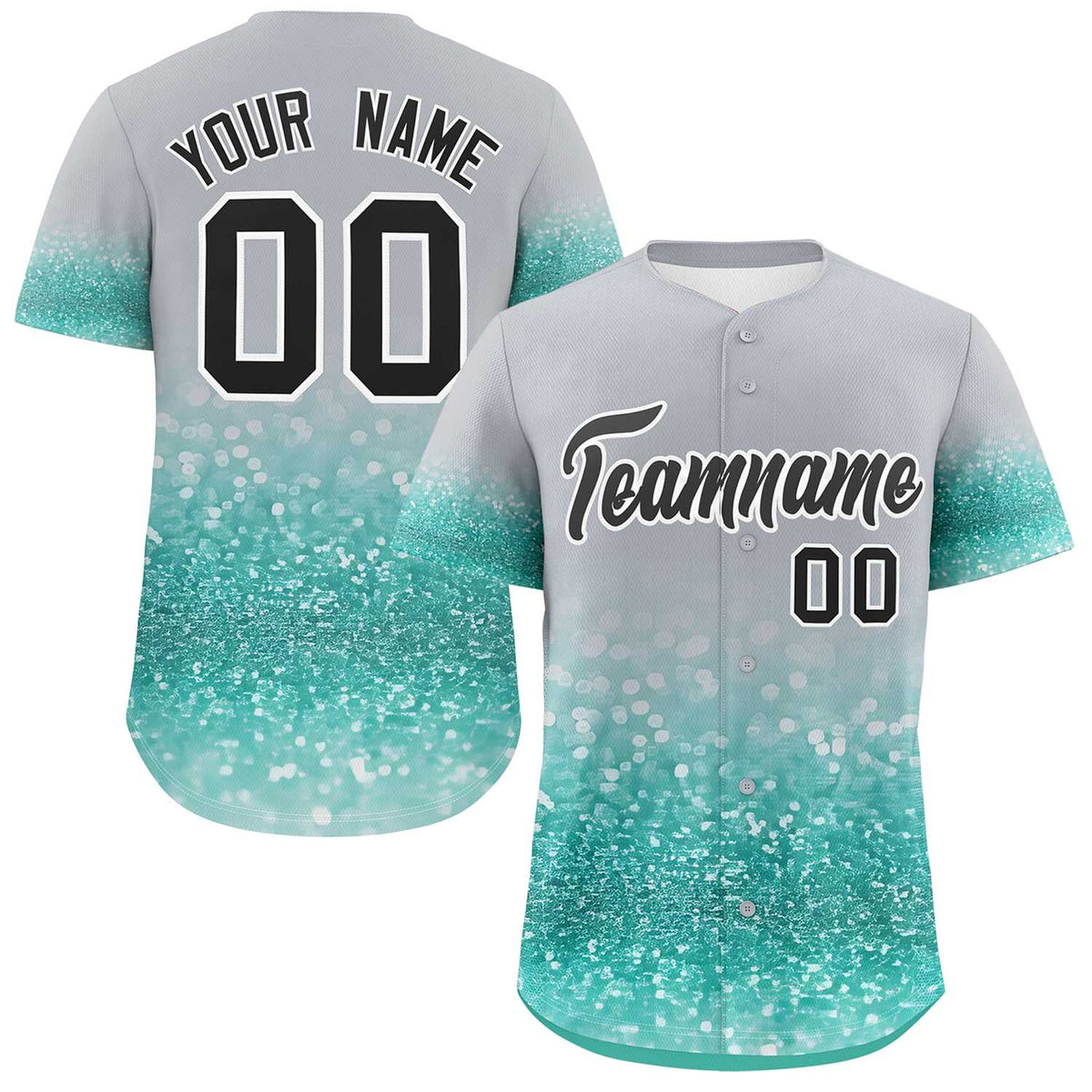 Custom Gray Black Sparkle-Effect Pattern Gradient Fashion Authentic Baseball Jersey
