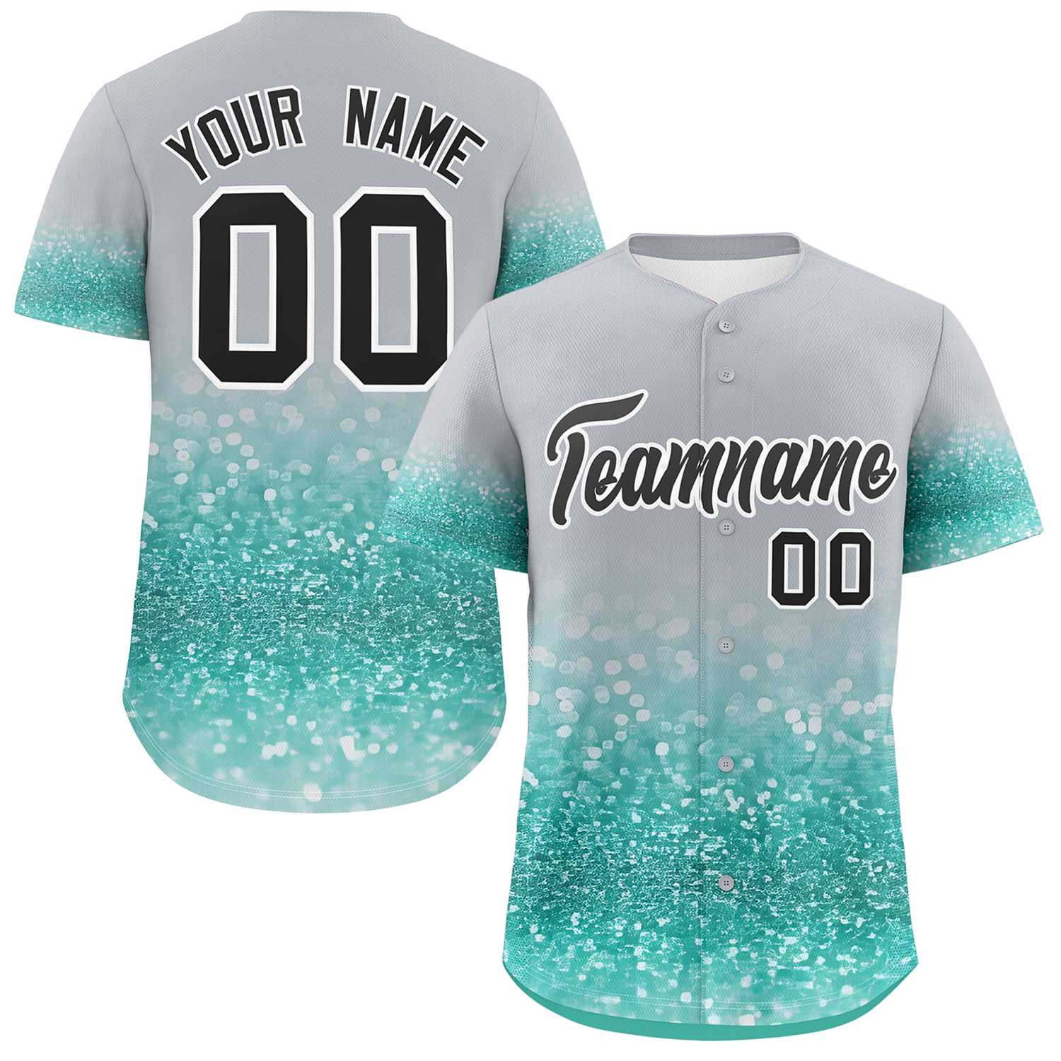 Custom Gray Black Sparkle-Effect Pattern Gradient Fashion Authentic Baseball Jersey