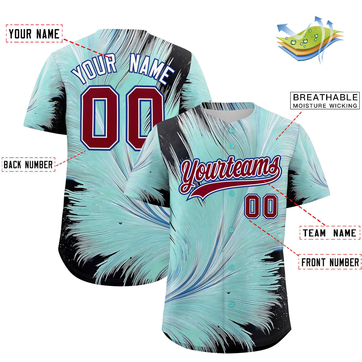 Custom Crimson White Fluid Feather Graffiti Pattern Authentic Baseball Jersey