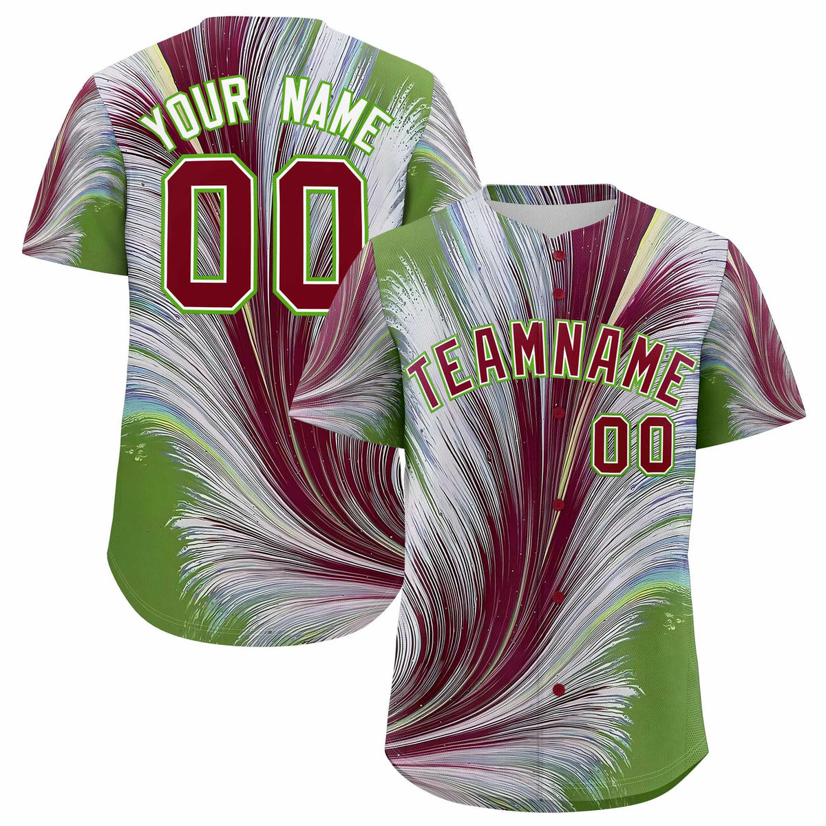 Custom Crimson White Fluid Feather Graffiti Pattern Authentic Baseball Jersey
