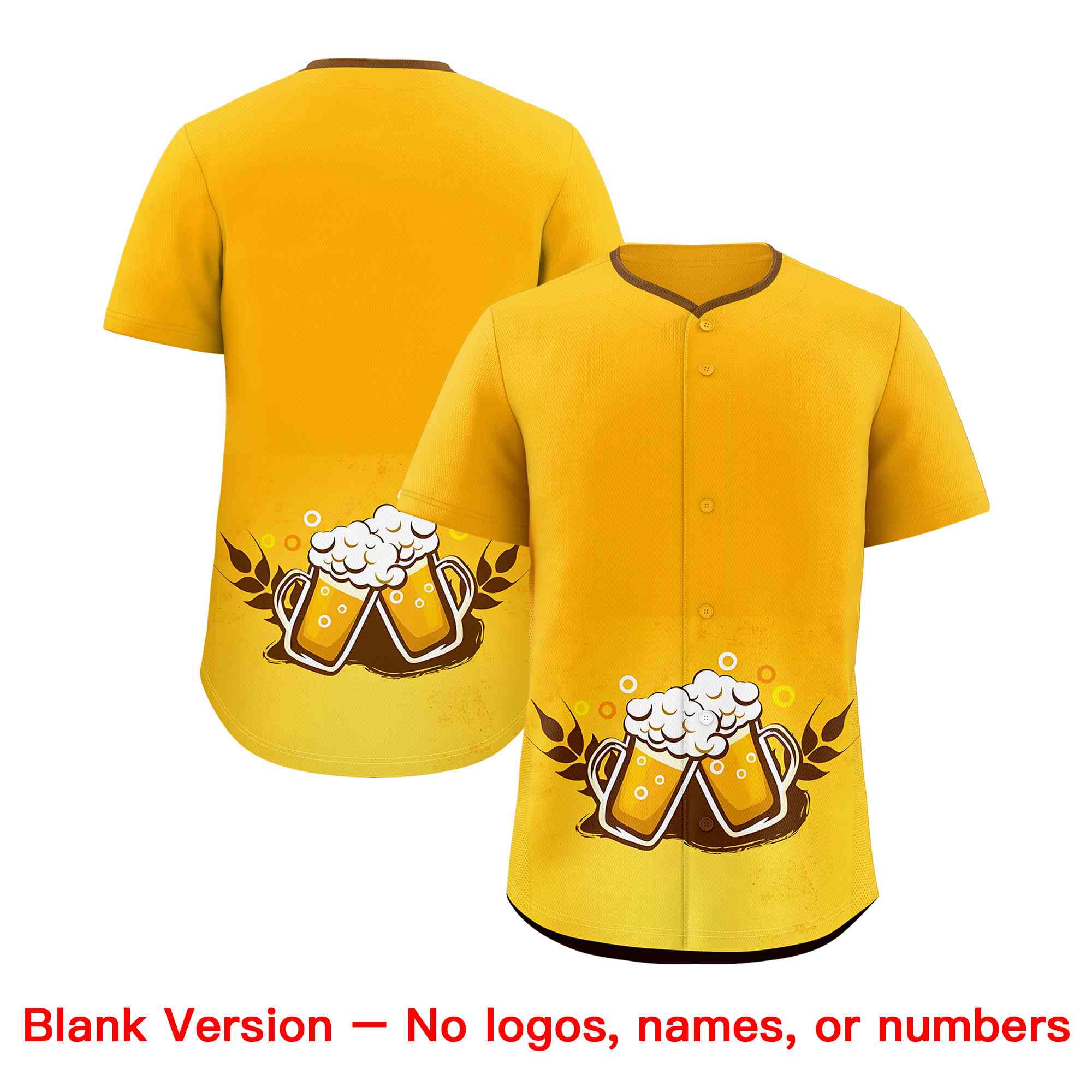 Custom Yellow Light Brown National Beer Day Personalized Beer Pattern Baseball Jersey | Suitable For Groups Or Parties | KXKSHOP