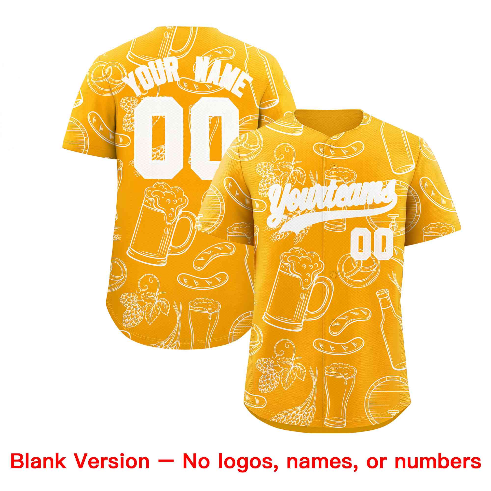 Custom Orange White National Beer Day Personalized Beer Pattern Baseball Jersey | Suitable For Groups Or Parties | KXKSHOP