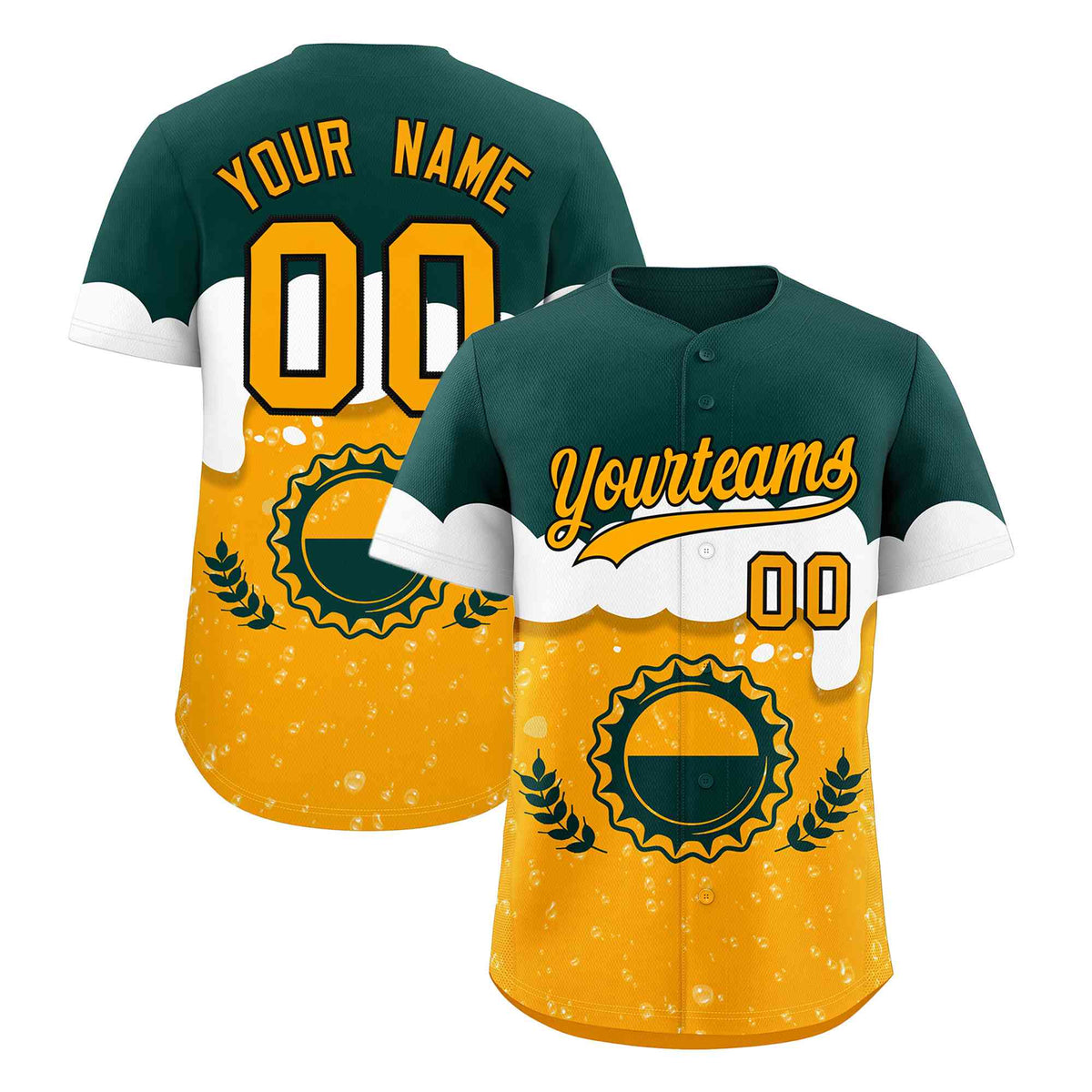 Custom Orange Green National Beer Day Personalized Beer Pattern Baseball Jersey | Suitable For Groups Or Parties | KXKSHOP