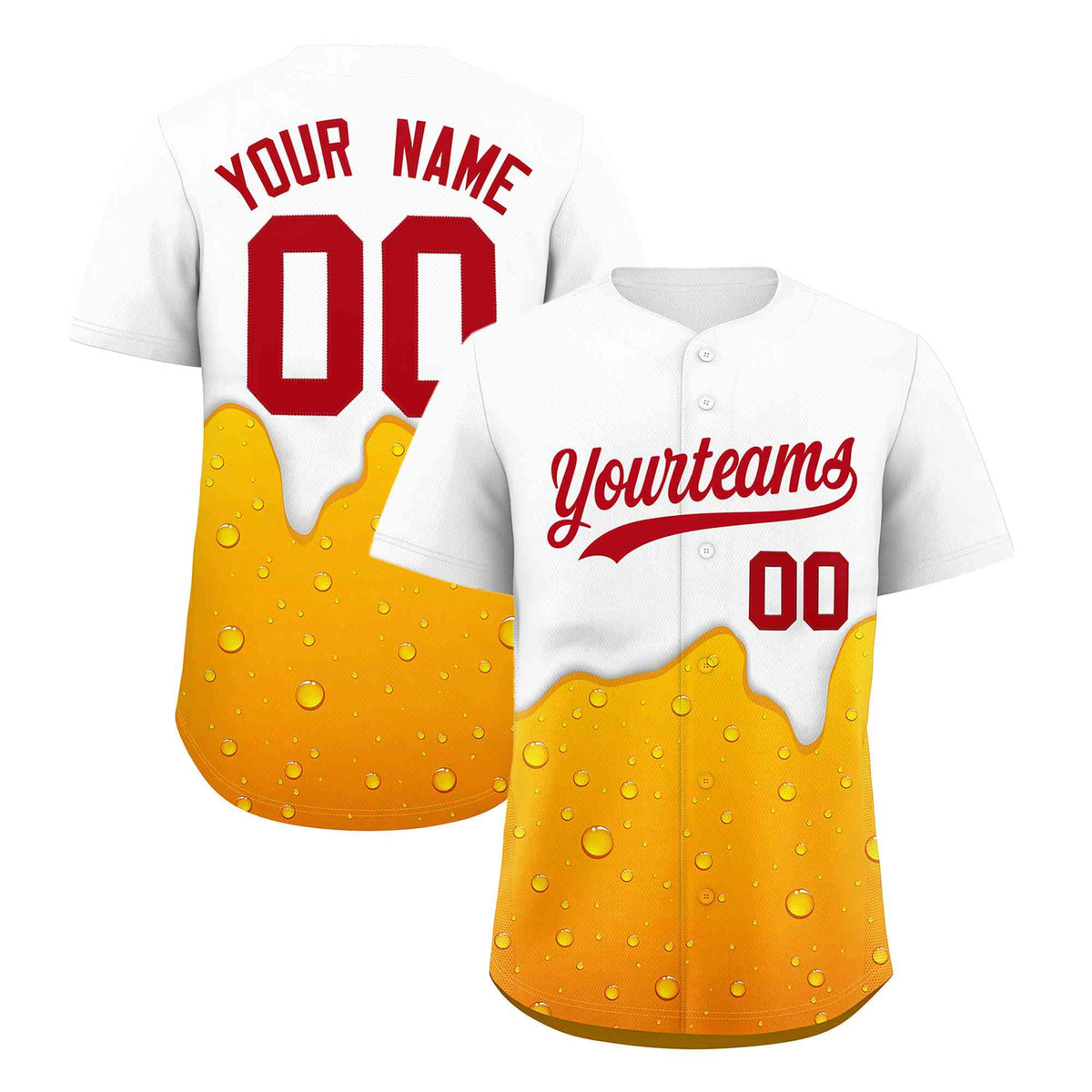 Custom Orange White National Beer Day Personalized Beer Pattern Baseball Jersey | Suitable For Groups Or Parties | KXKSHOP