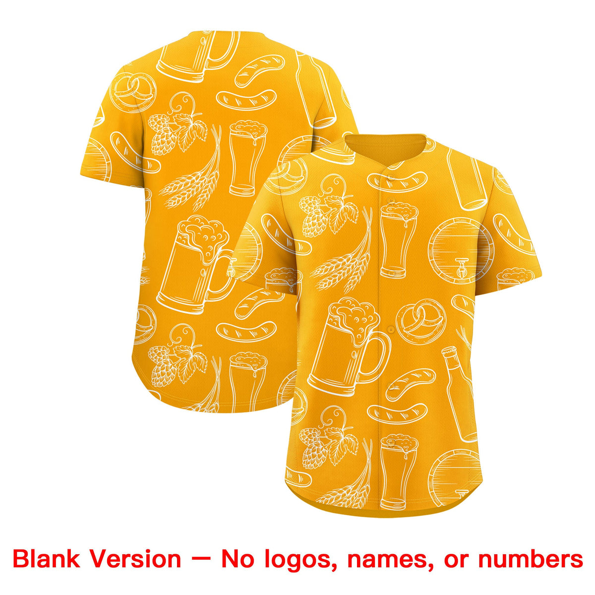 Custom Orange White National Beer Day Personalized Beer Pattern Baseball Jersey