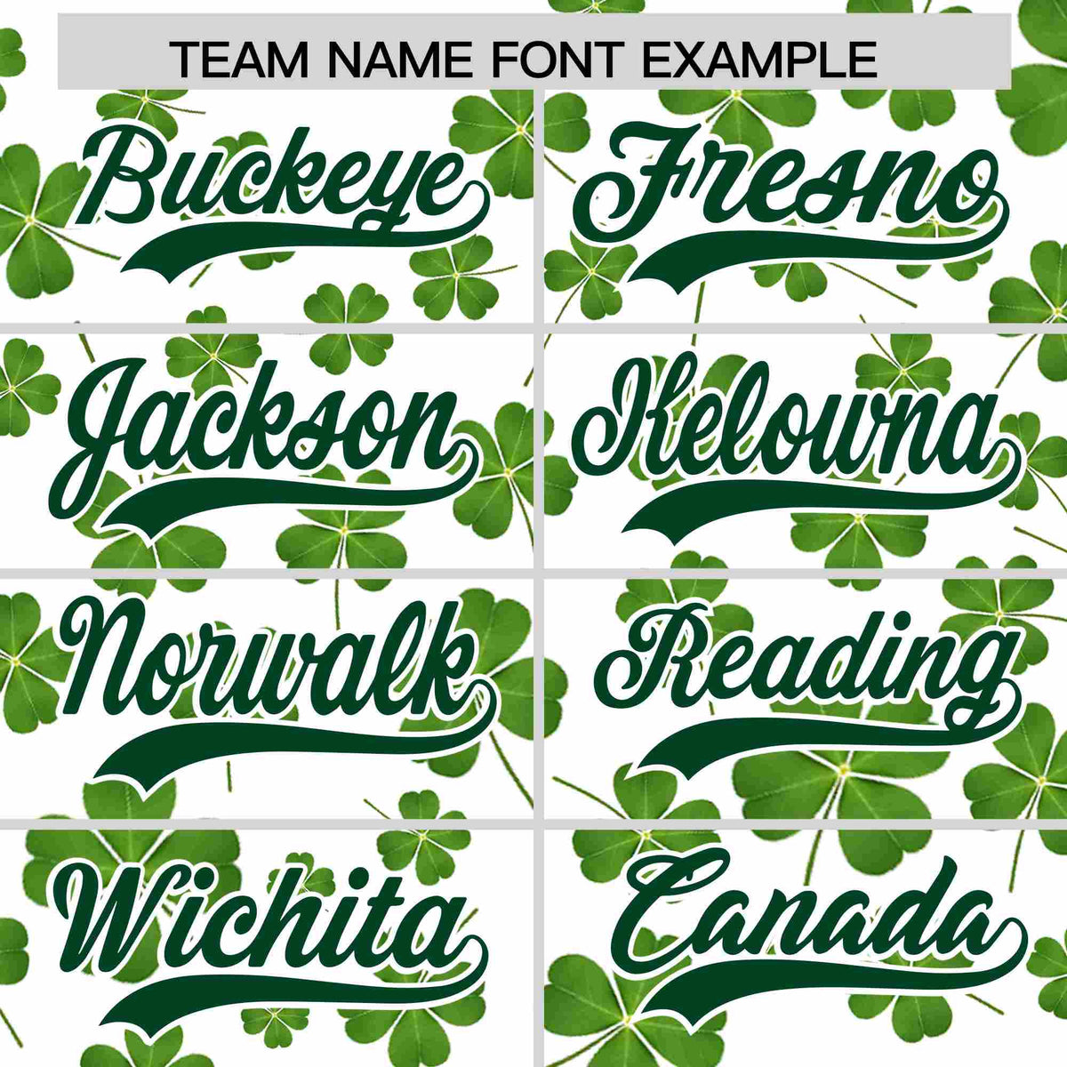Custom White Green St.Patrick's Day Personalized Four Leaf Clover Pattern Baseball Jersey