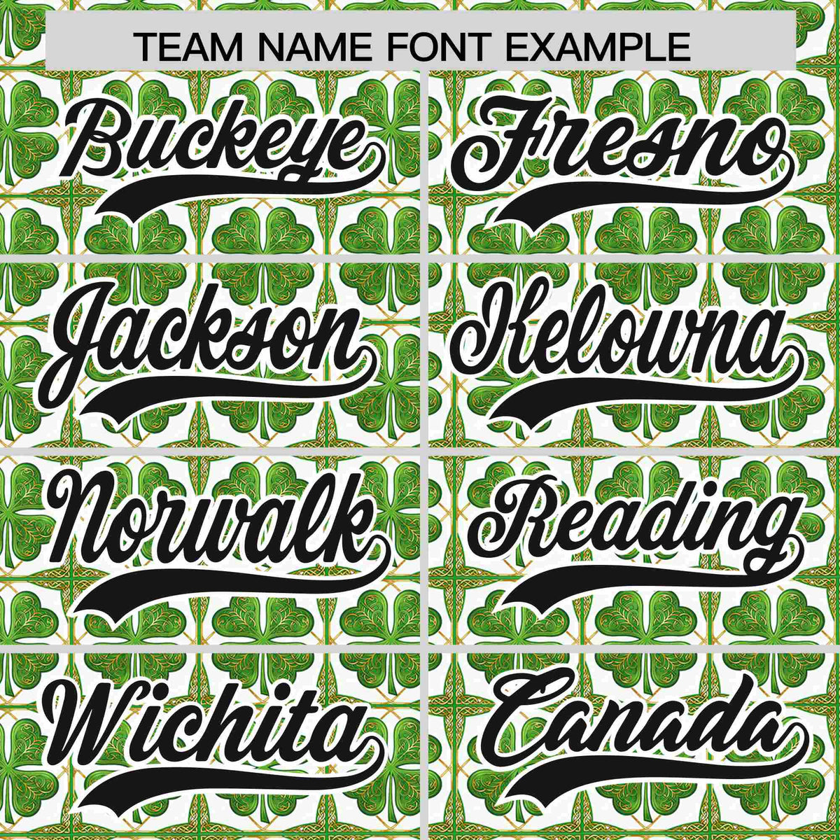 Custom White Black St.Patrick's Day Personalized Four Leaf Clover Pattern Baseball Jersey