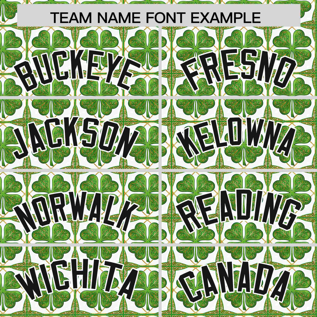 Custom White Black St.Patrick's Day Personalized Four Leaf Clover Pattern Baseball Jersey