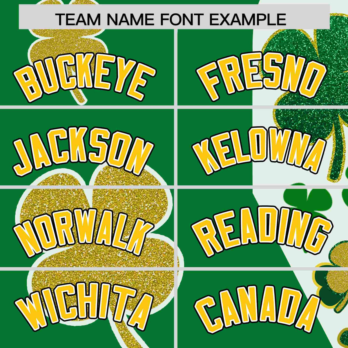 Custom Kelly Green Gold St.Patrick's Day Personalized Four Leaf Clover Pattern Baseball Jersey