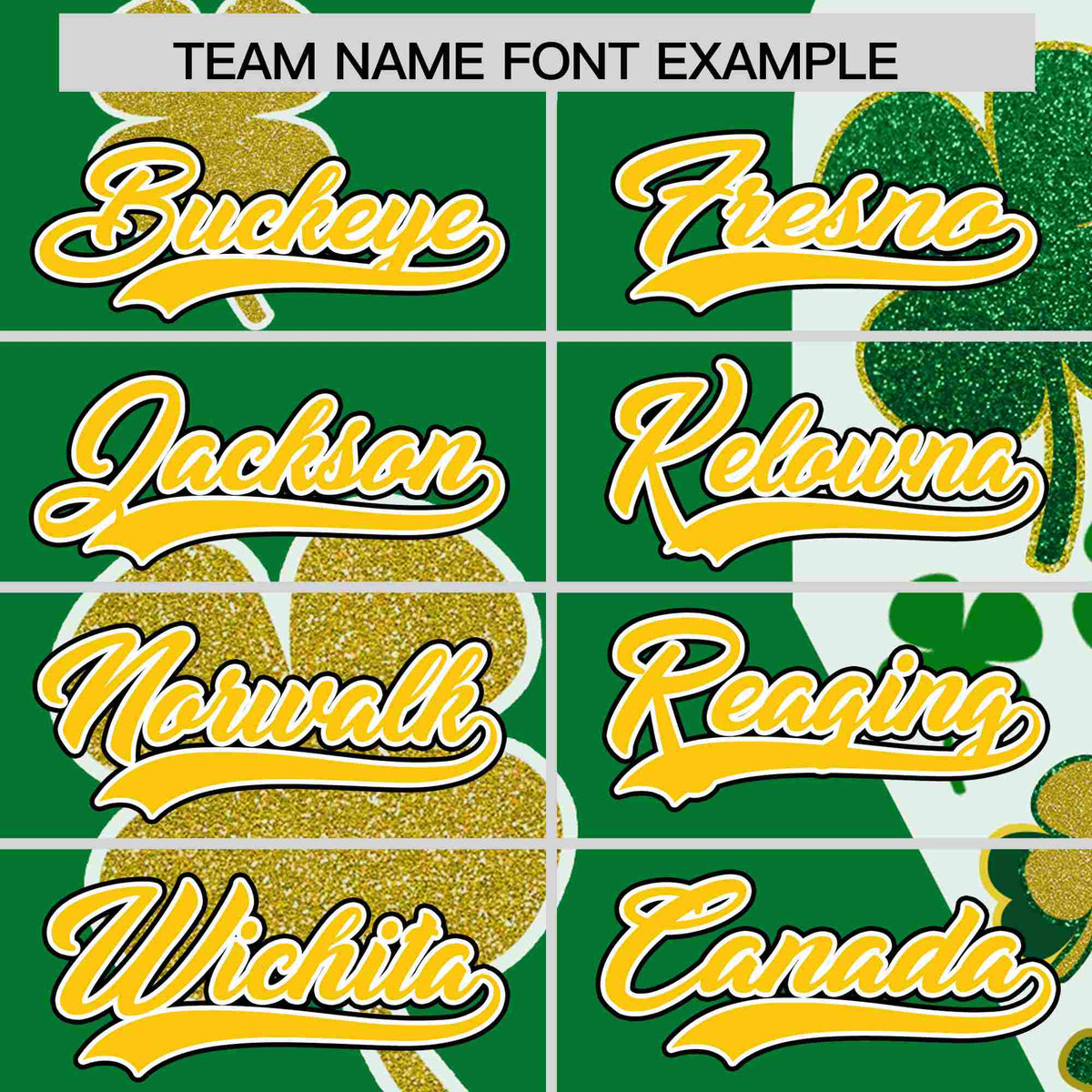 Custom Kelly Green Gold St.Patrick's Day Personalized Four Leaf Clover Pattern Baseball Jersey