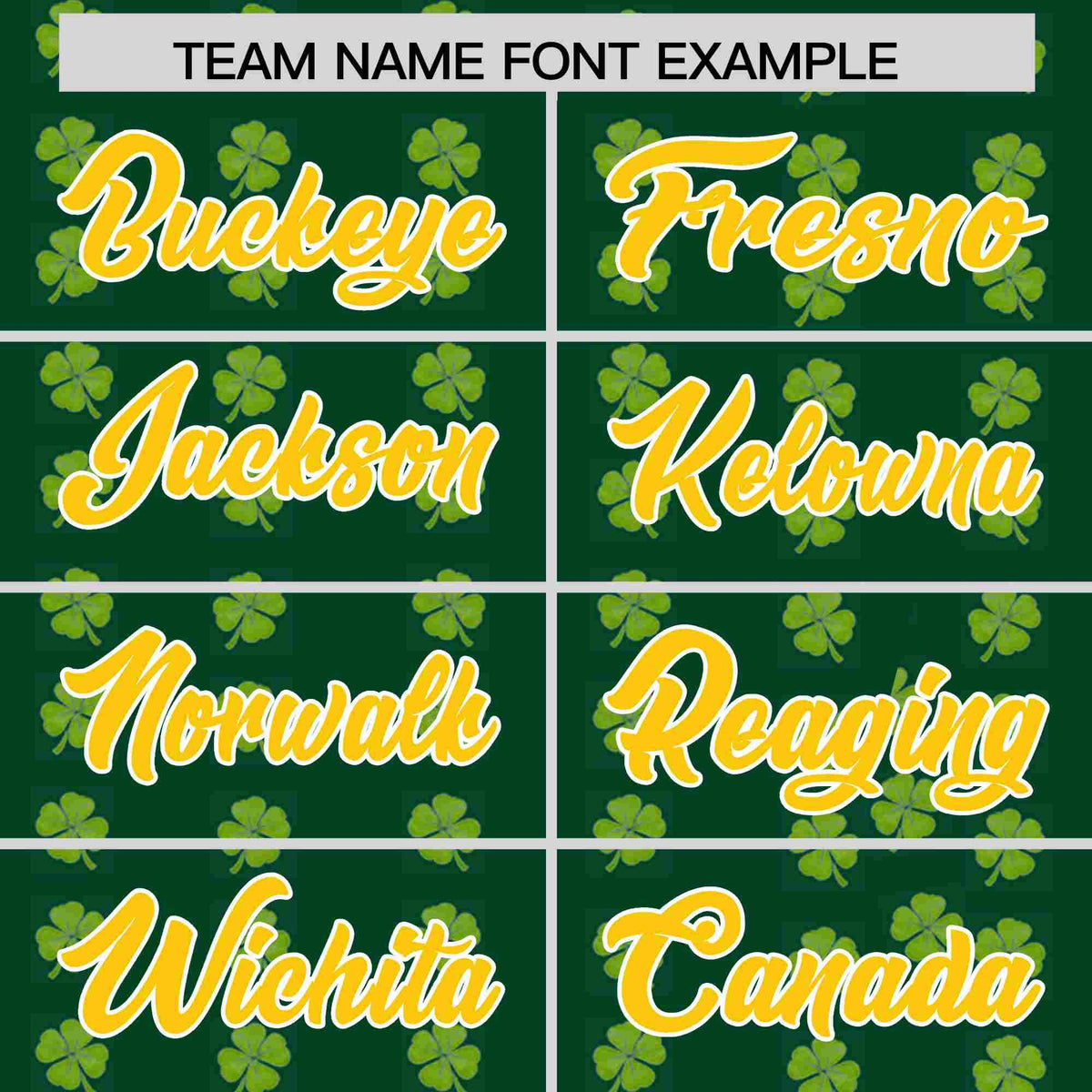 Custom Green Gold St.Patrick's Day Personalized Four Leaf Clover Pattern Baseball Jersey