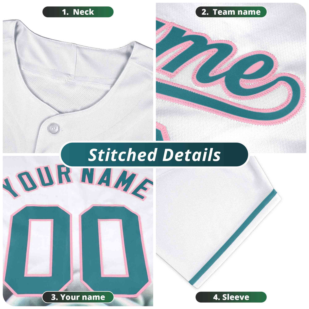 Custom White Green St.Patrick's Day Personalized Four Leaf Clover Pattern Baseball Jersey