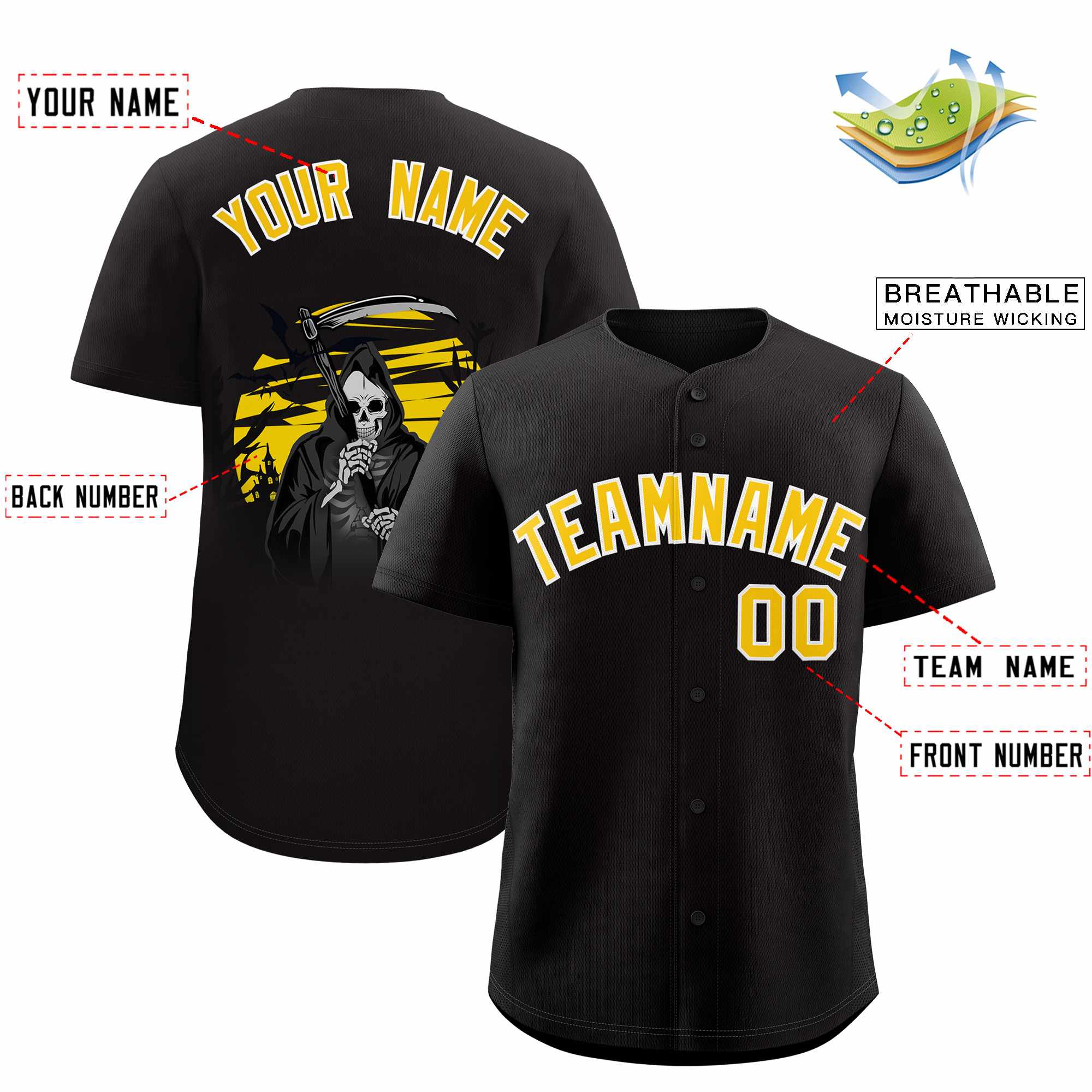 Custom Multi Color Halloween Authentic Baseball Jersey| KXKSHOP