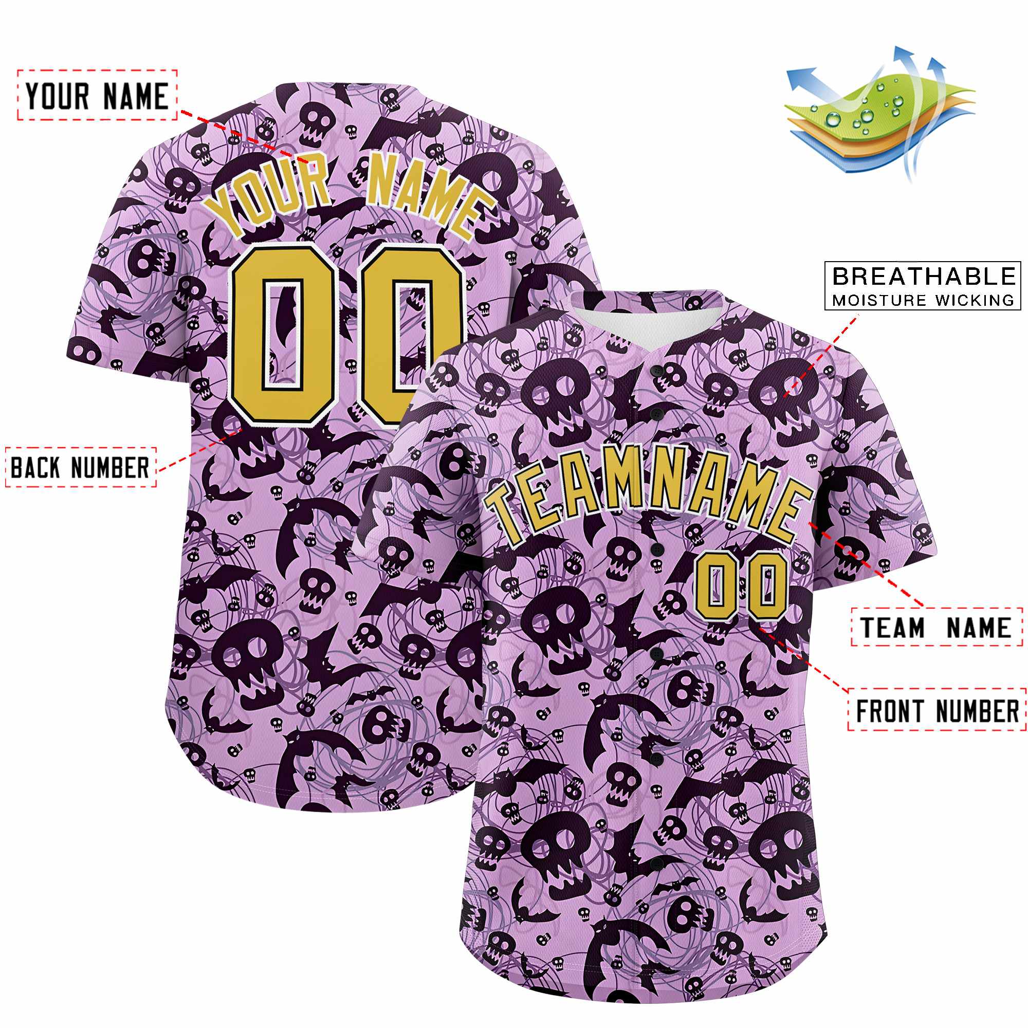 Custom Multi Color Halloween Authentic Baseball Jersey| KXKSHOP