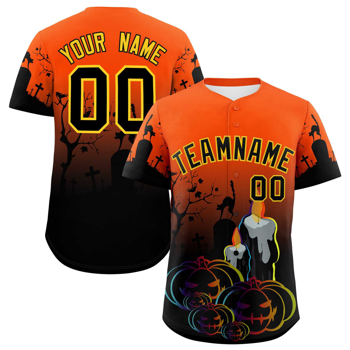 Custom Multi Color Halloween Authentic Baseball Jersey| KXKSHOP