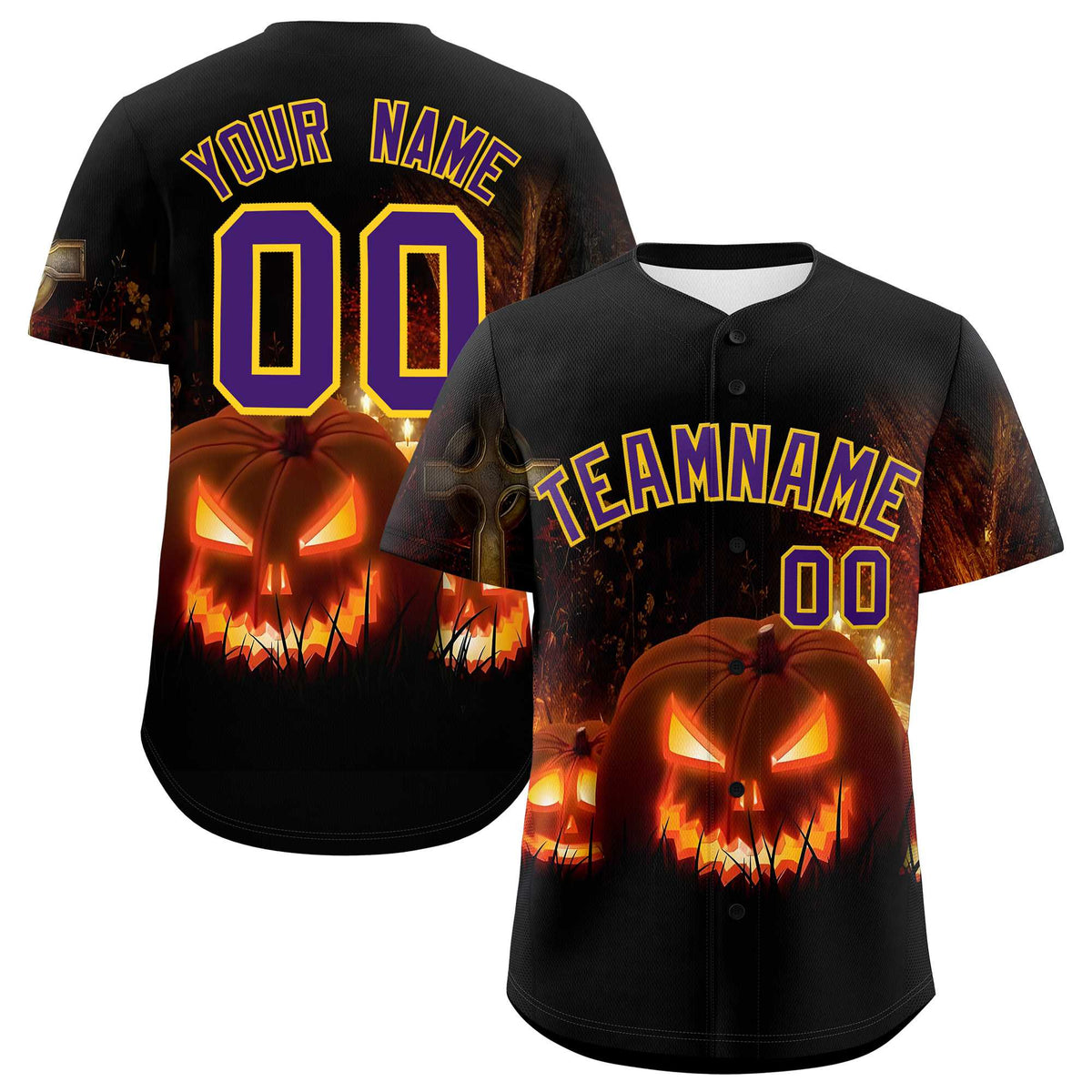 Custom Multi Color Halloween Authentic Baseball Jersey| KXKSHOP