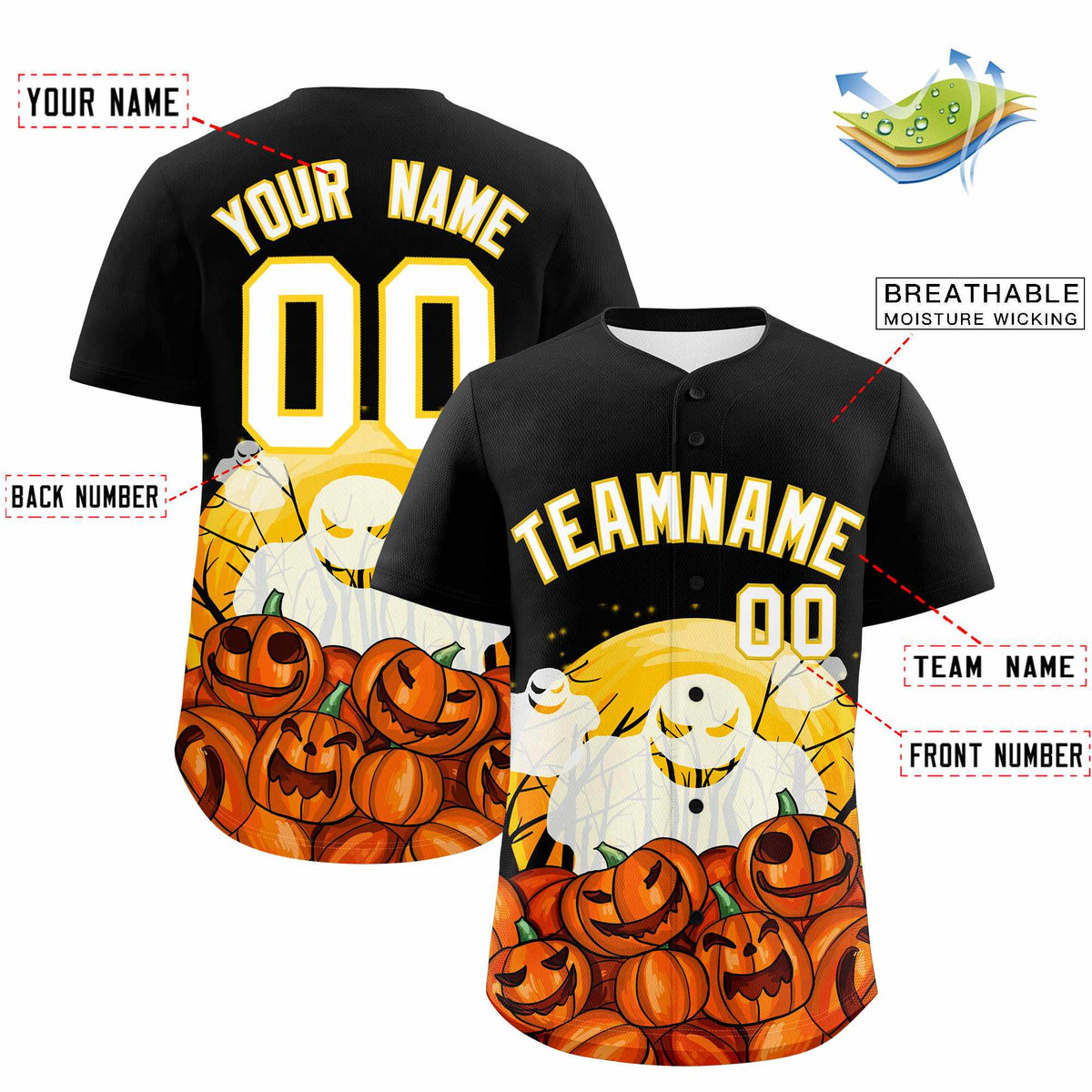 Custom Multi Color Halloween Authentic Baseball Jersey| KXKSHOP