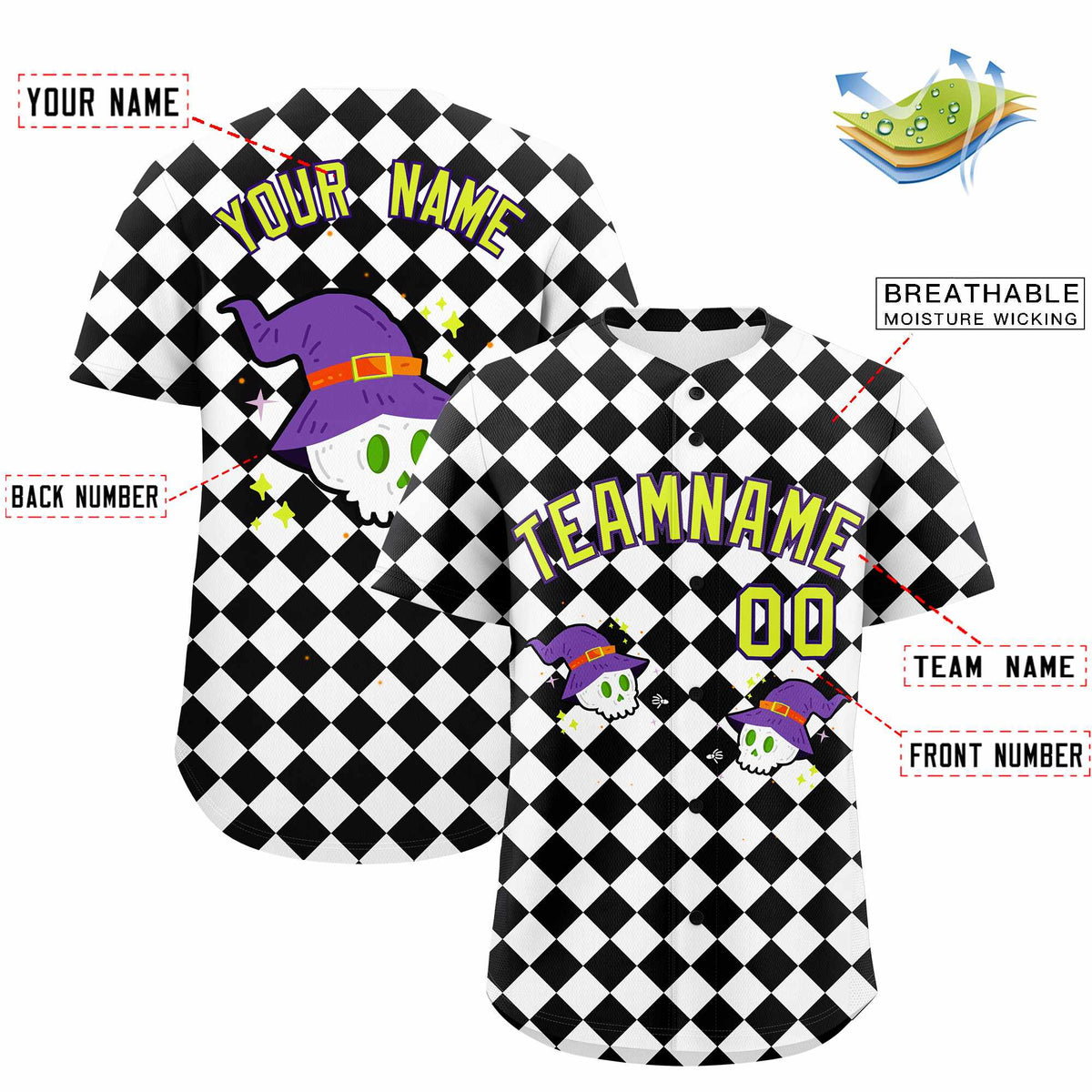 Custom Multi Color Halloween Authentic Baseball Jersey| KXKSHOP