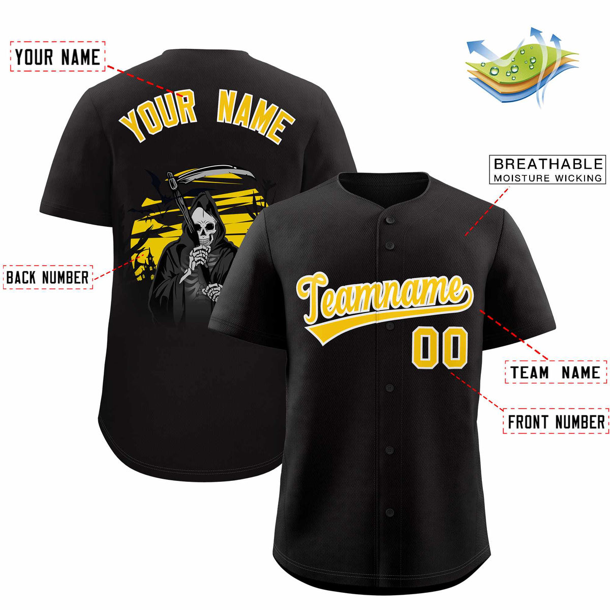 Custom Multi Color Halloween Authentic Baseball Jersey| KXKSHOP