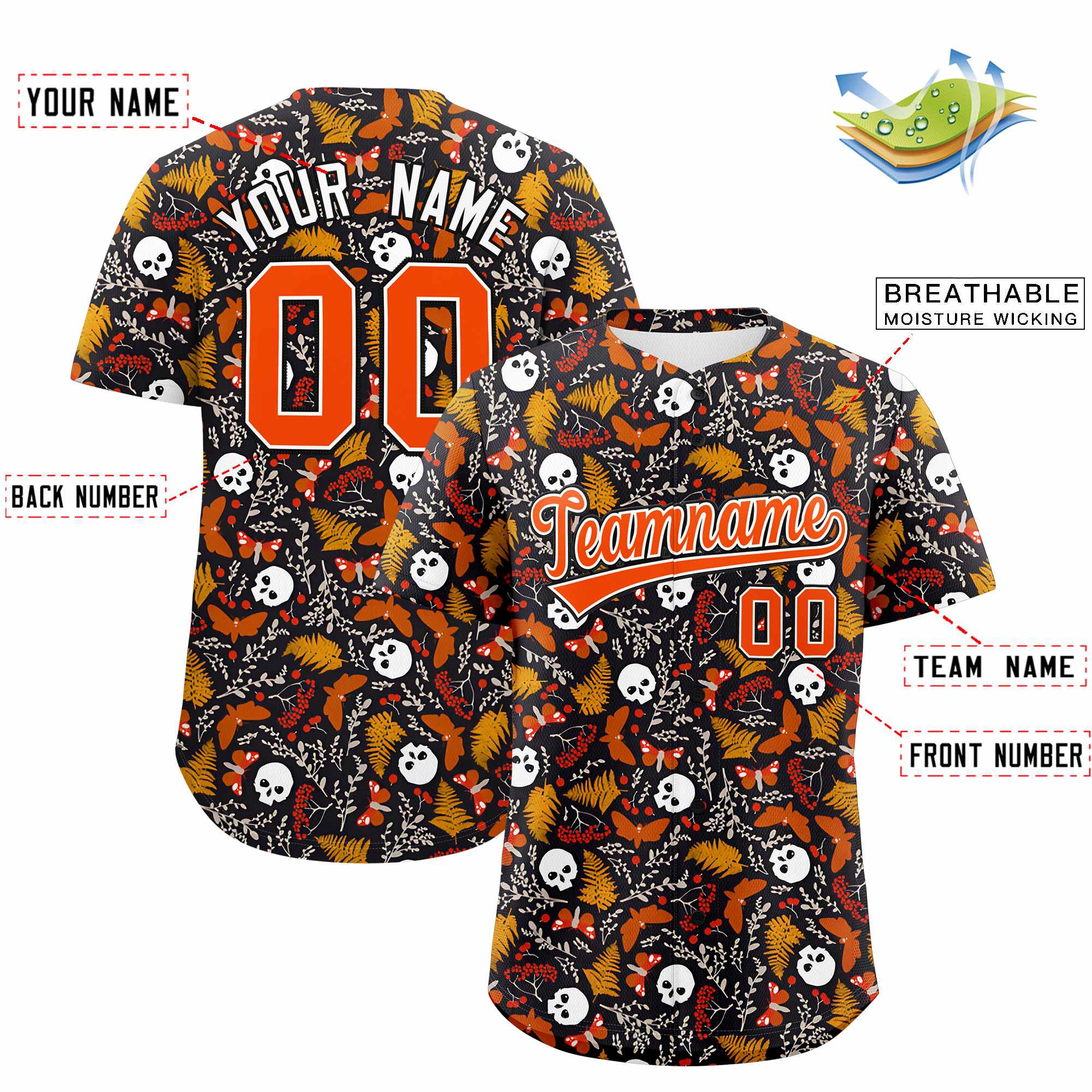Custom Multi Color Halloween Authentic Baseball Jersey| KXKSHOP