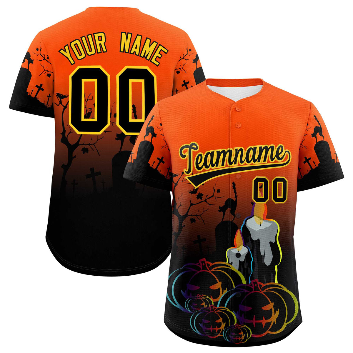 Custom Multi Color Halloween Authentic Baseball Jersey| KXKSHOP