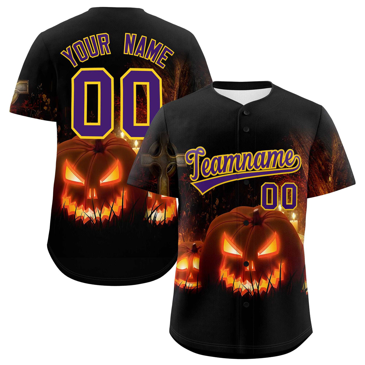 Custom Multi Color Halloween Authentic Baseball Jersey| KXKSHOP