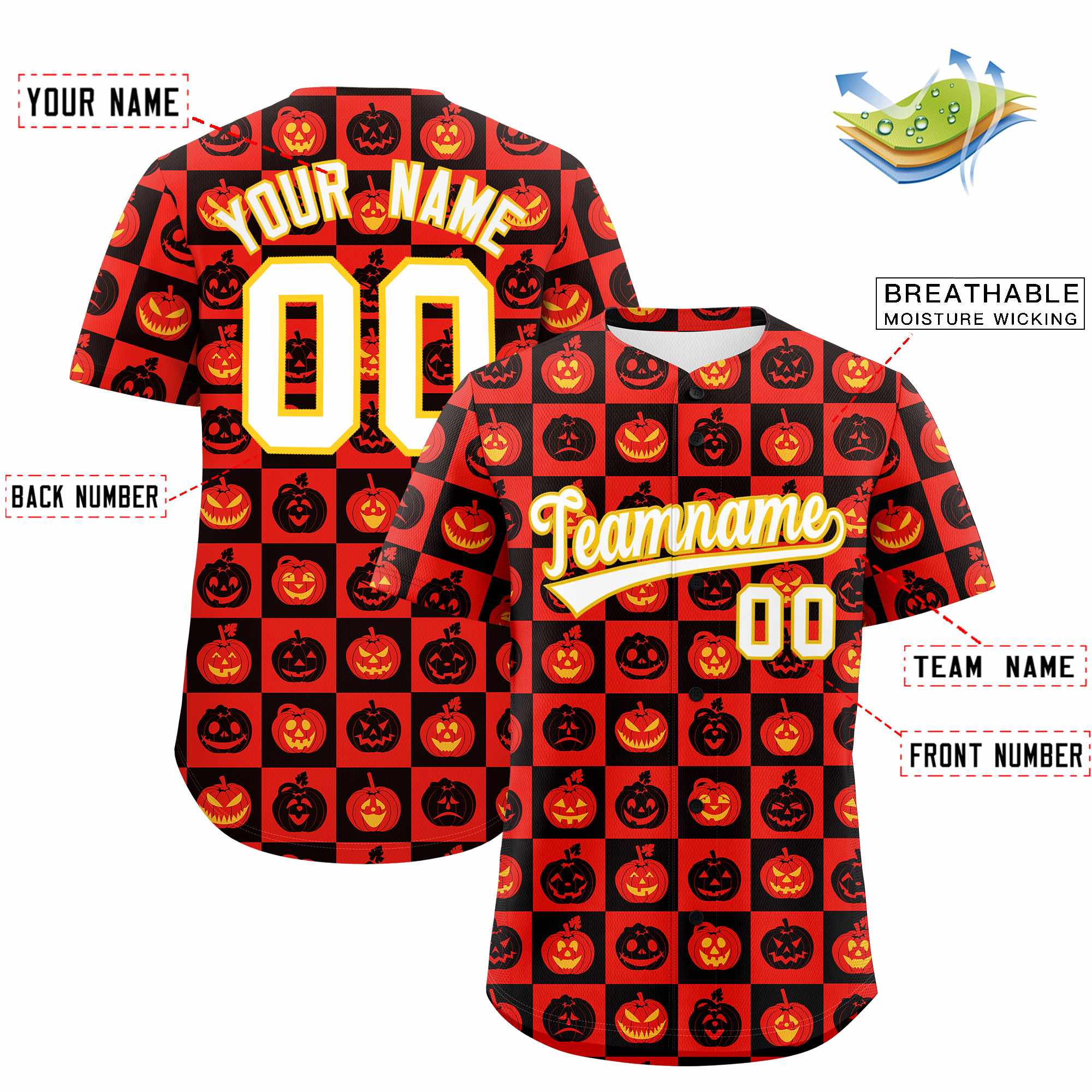 Custom Multi Color Halloween Authentic Baseball Jersey| KXKSHOP