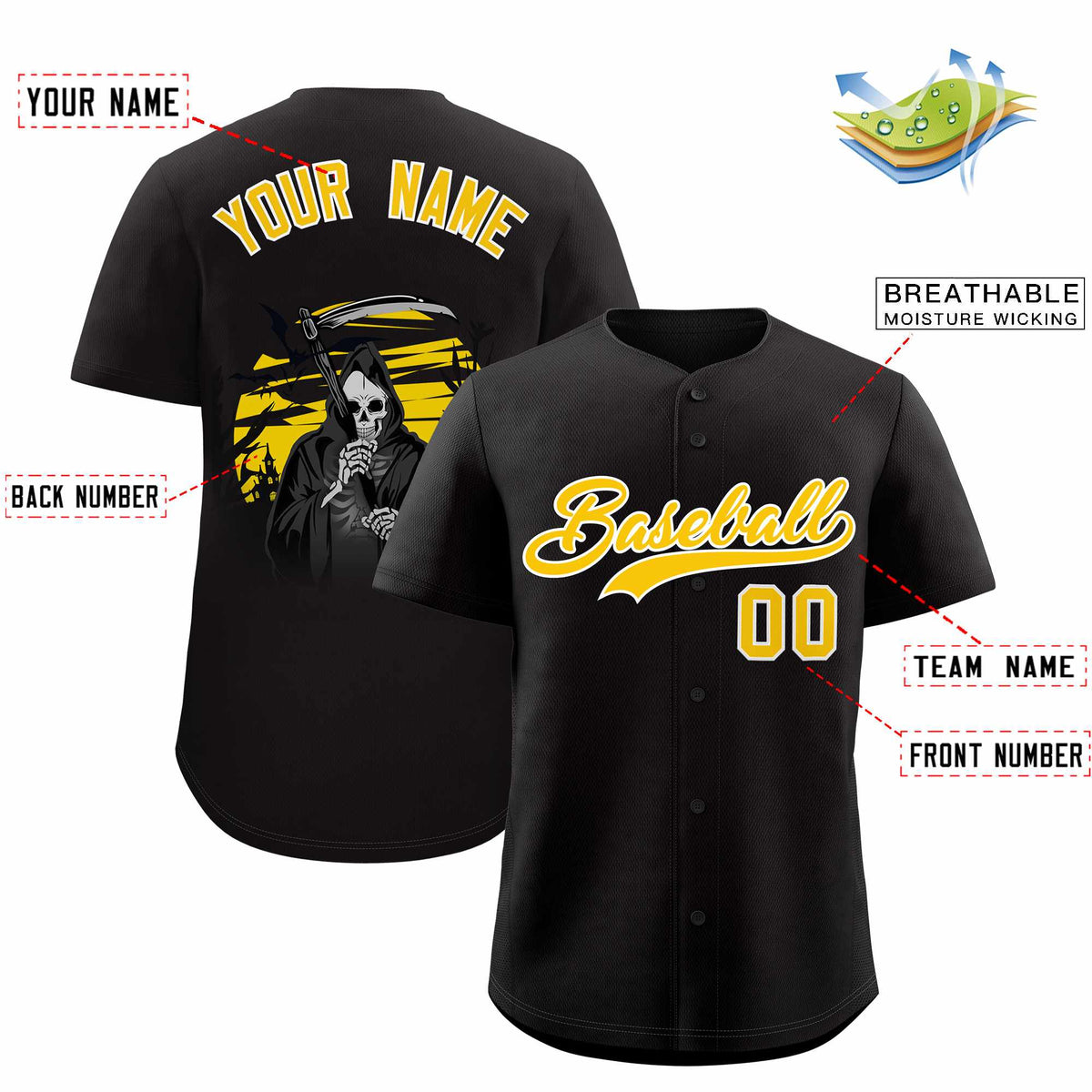 Custom Multi Color Halloween Authentic Baseball Jersey| KXKSHOP