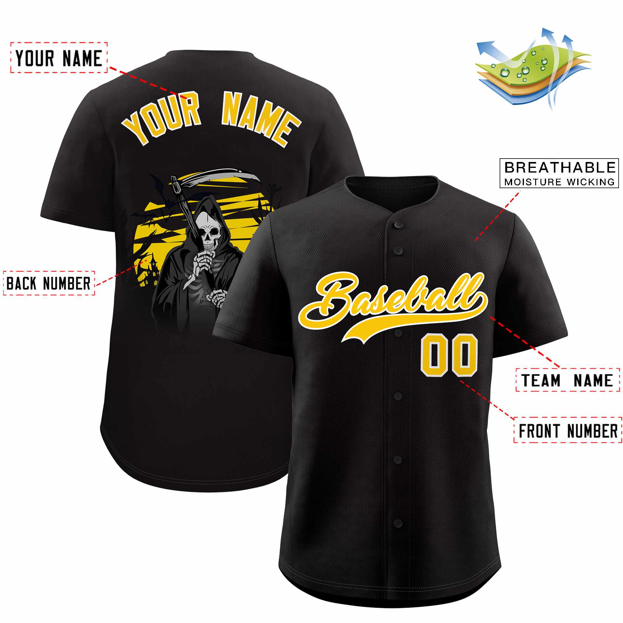 Custom Multi Color Halloween Authentic Baseball Jersey| KXKSHOP