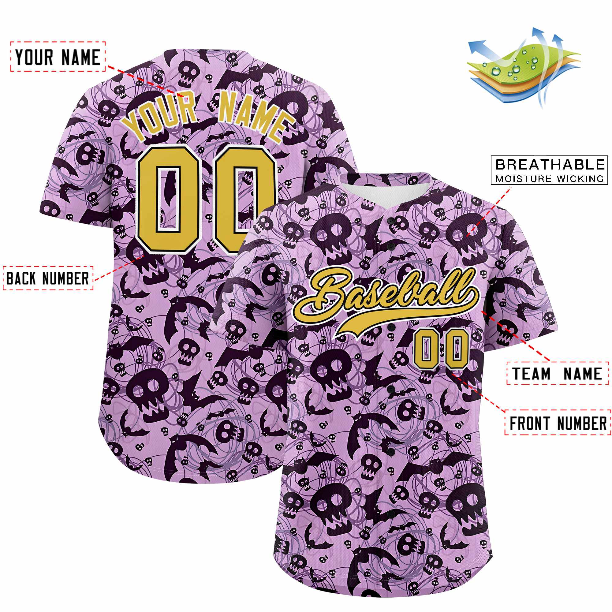 Custom Multi Color Halloween Authentic Baseball Jersey| KXKSHOP