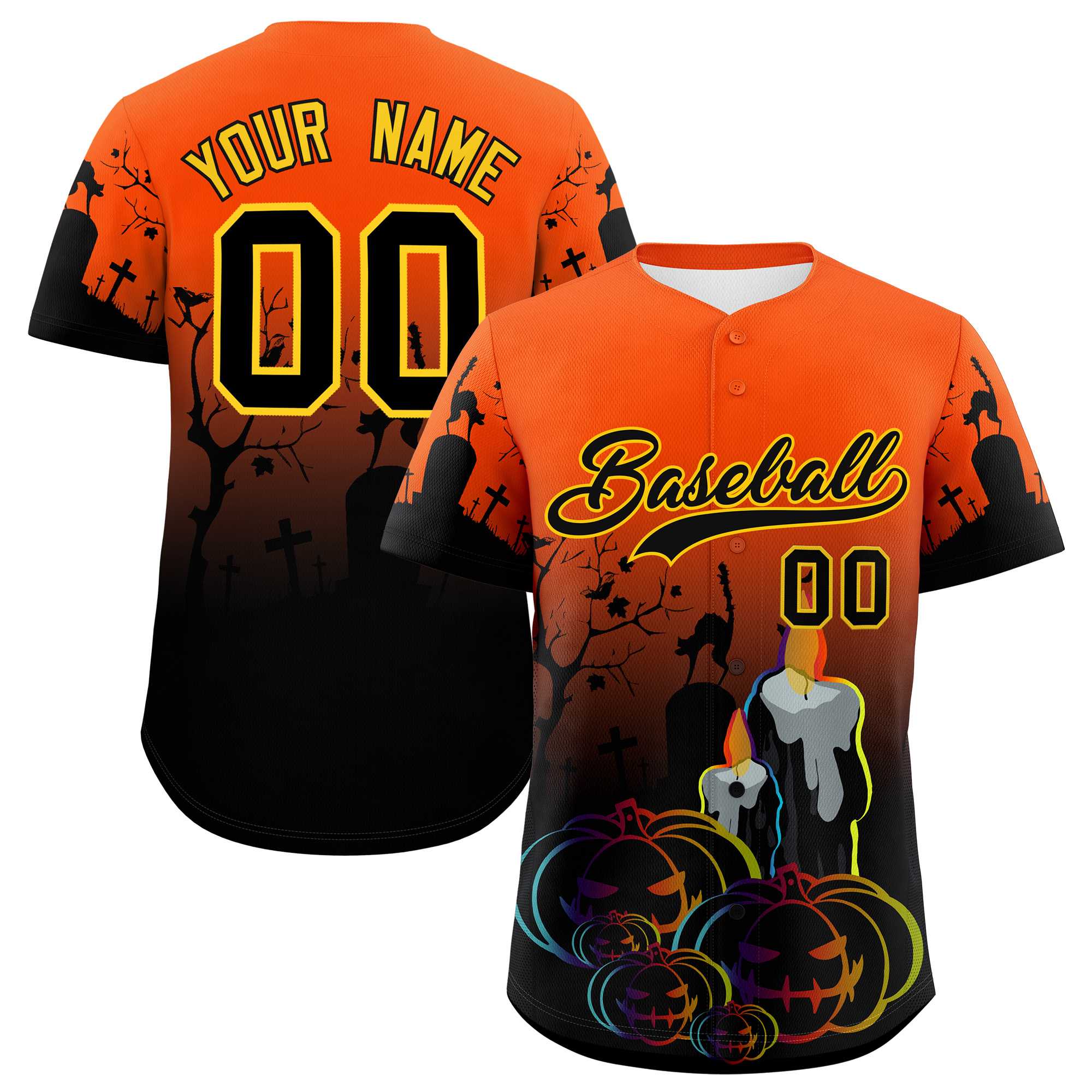 Custom Multi Color Halloween Authentic Baseball Jersey| KXKSHOP