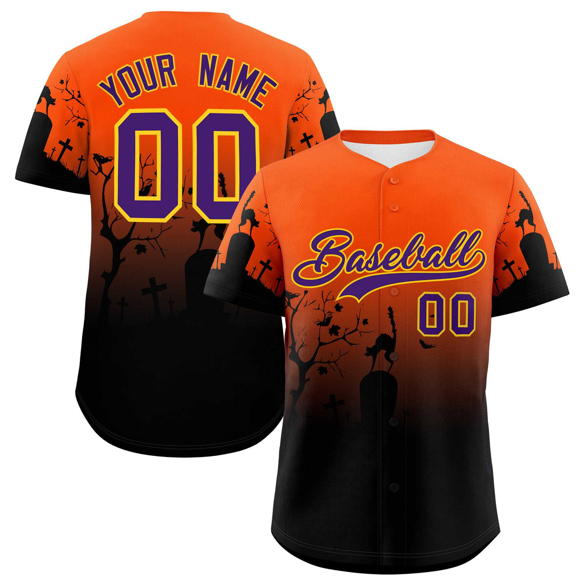 Custom Multi Color Halloween Authentic Baseball Jersey| KXKSHOP